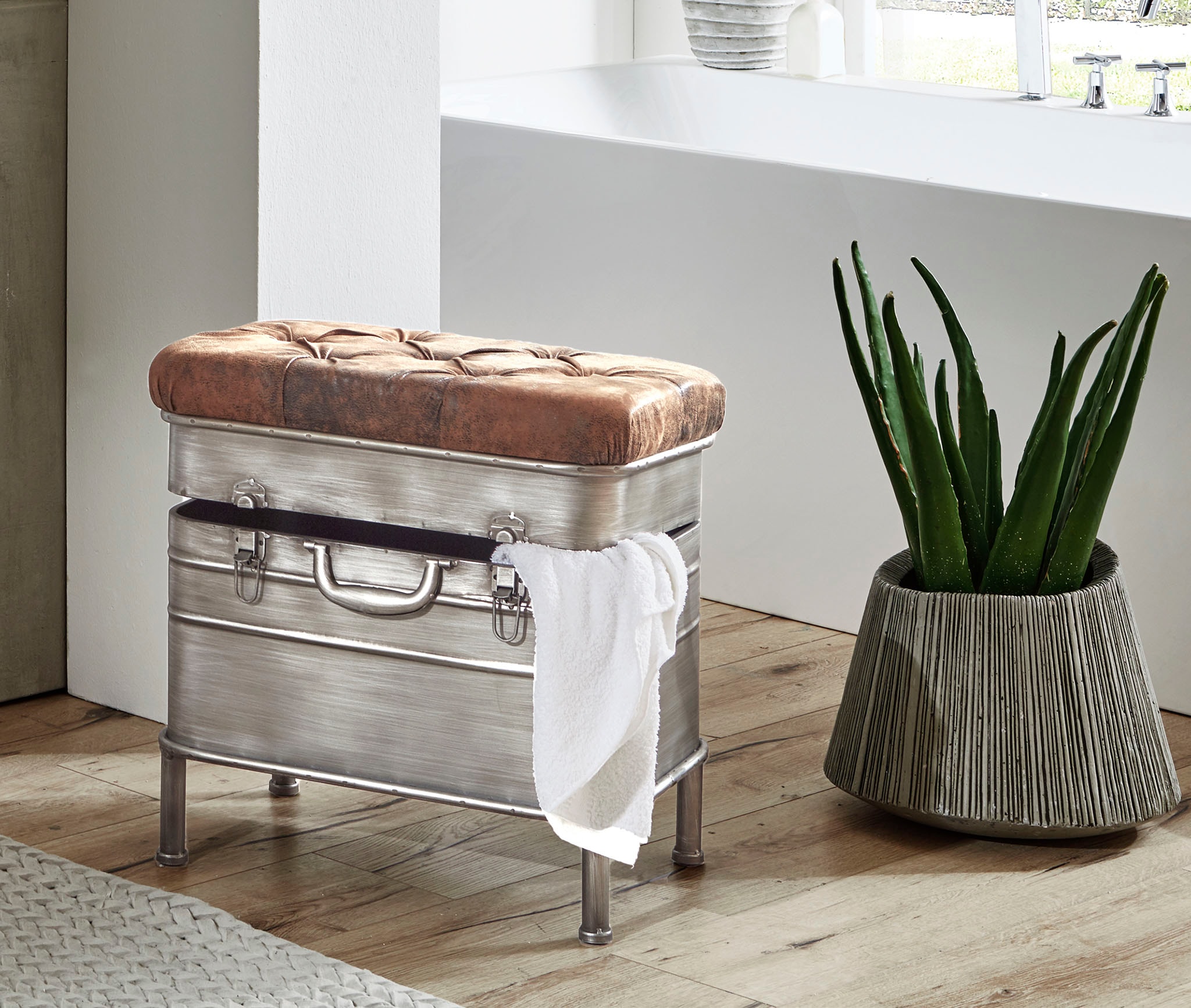 HAKU Bank »Flurbank, Garderobenbank, Sitzbank« rechteckig - aus Metall Grau - B/T/H 51/34/48 cm