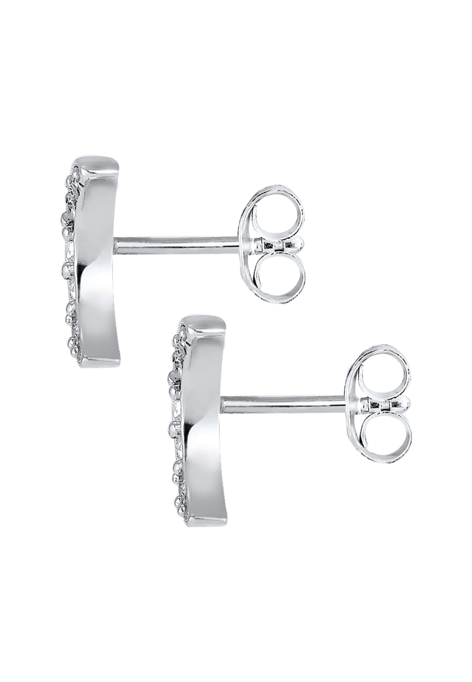Elli Paar Ohrstecker »Ohrstecker Halbmond Glas Kristalle Weiß 925 Sterling Silber«