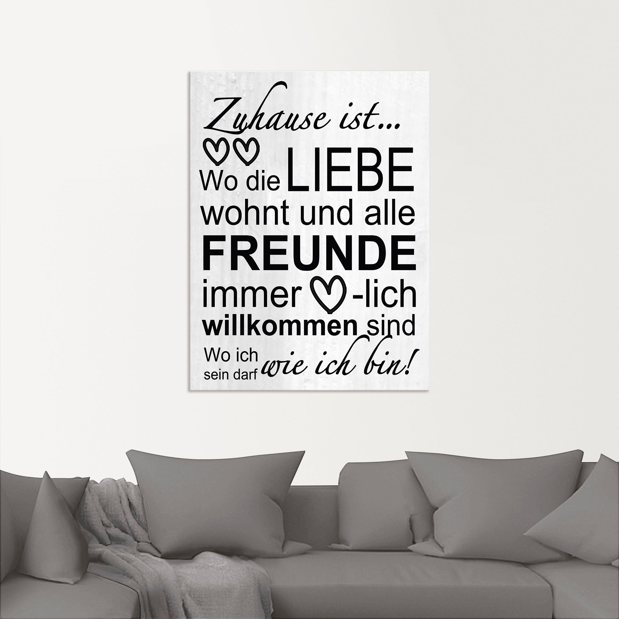 Artland Wandbild »Wo die Liebe wohnt«, Sprüche & Texte, (1 St.), als Alubild, Outdoorbild, Leinwandbild, Poster, Wandaufkleber