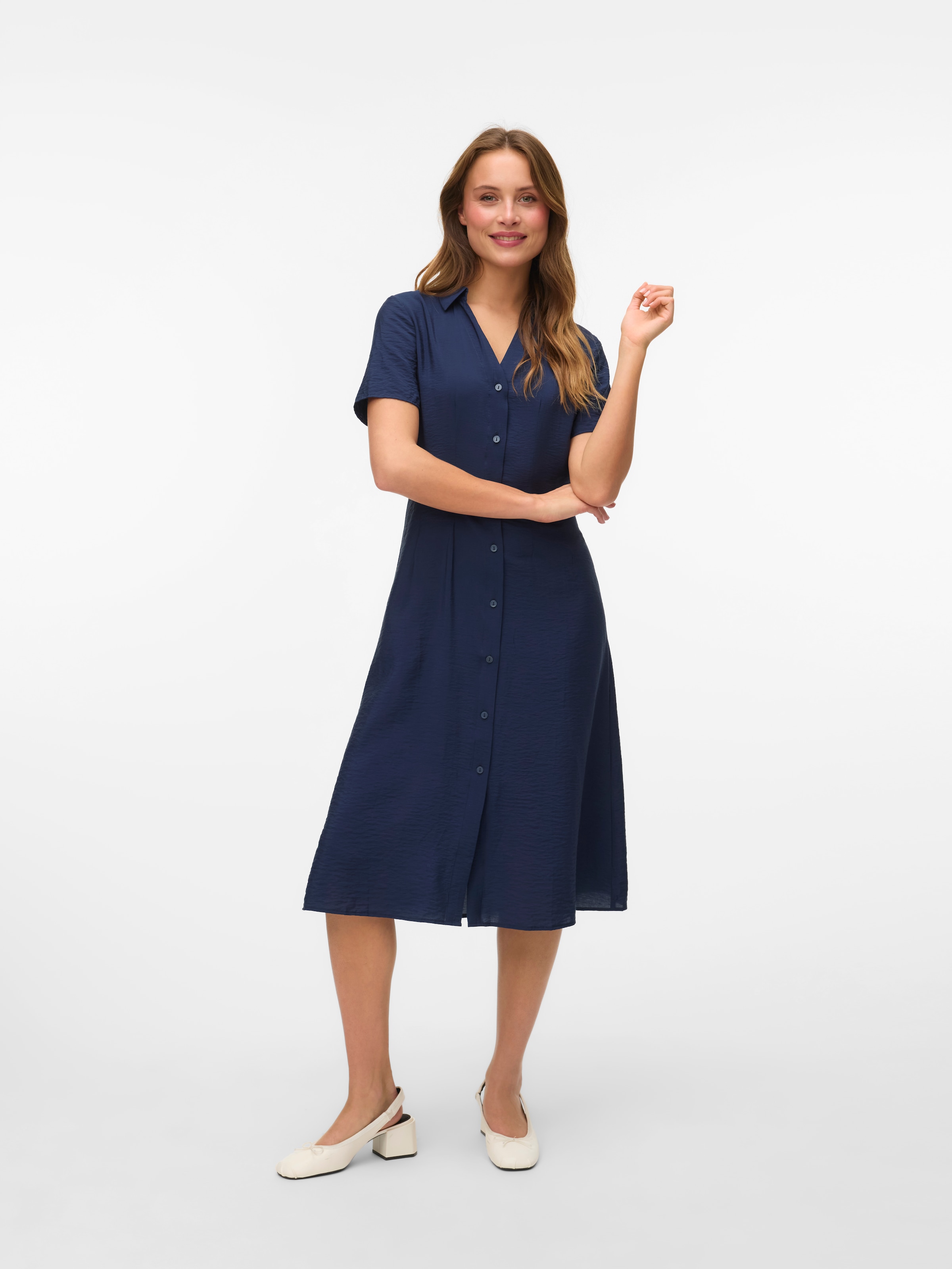 Vero Moda Blusenkleid »VMJOSIE S/S CALF SHIRT DRESS WVN GA« Viskosemischung, regular fit