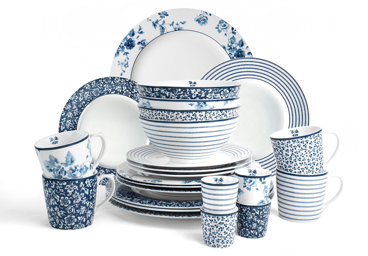 LAURA ASHLEY BLUEPRINT COLLECTABLES Kombiservice »Mix Designs China Rose,  Sweet Allysum, Floris und Candy Stripe.«, (Set, 24 tlg.), Geschirr-Set,  Service, 24 Teile, für 4 Personen online kaufen