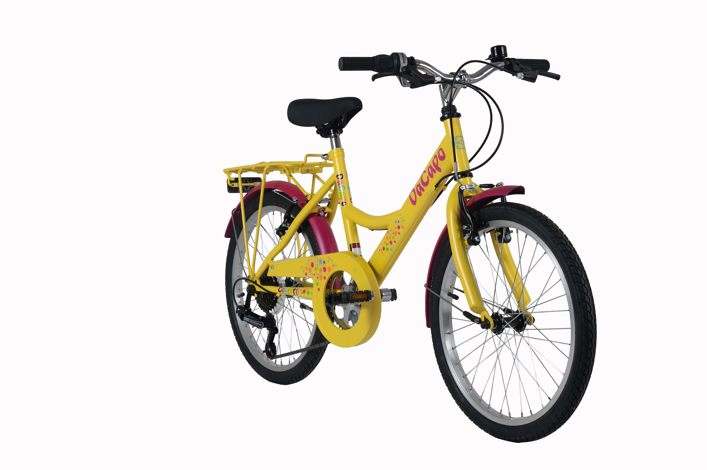 Dacapo Kinderfahrrad »DaCapo Kinderfahrrad 20'' Confetti 6 Gänge« 6 Gang Shimano Tourney Schaltwerk Kettenschaltung