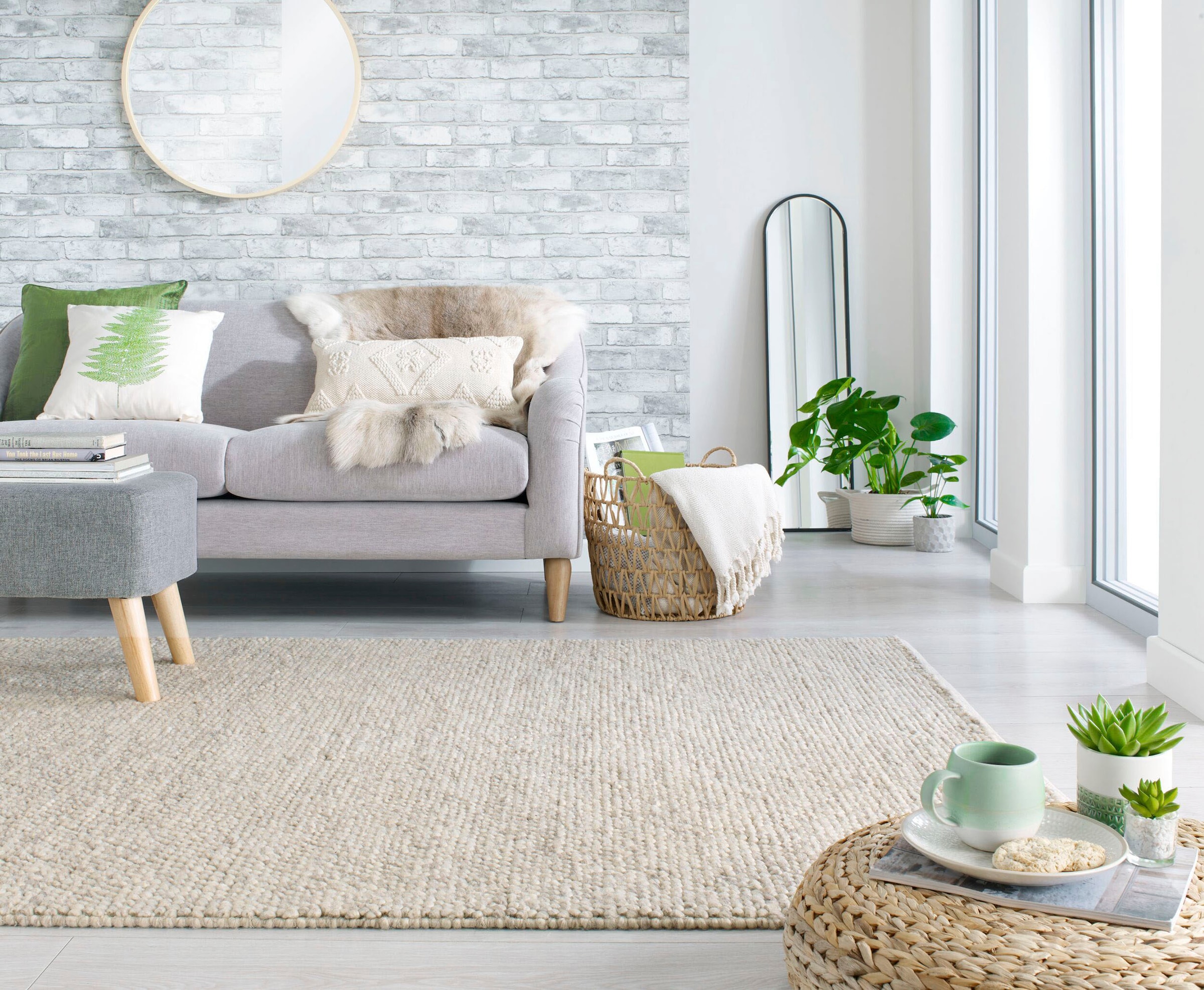 FLAIR RUGS Teppich »Minerals«, rechteckig, 10 mm Höhe, Teppich aus Wollmischung, geknüpftes Design, meliert