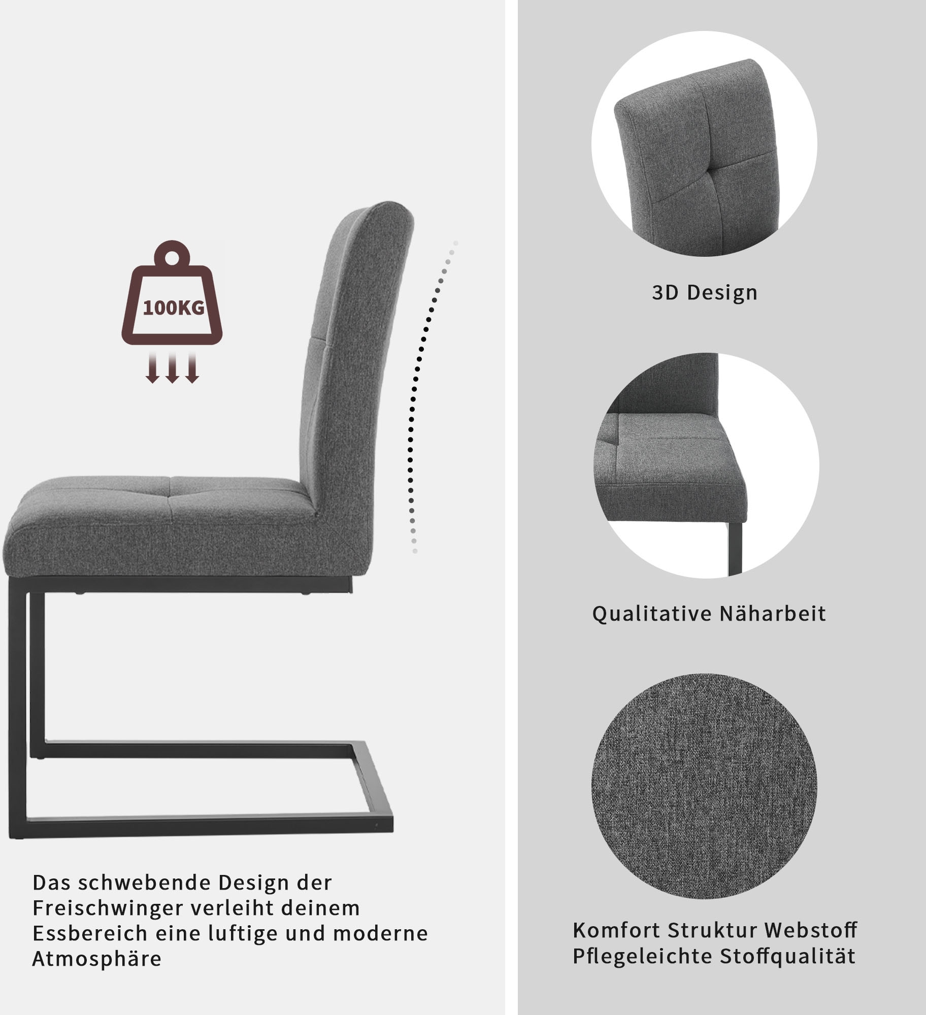 OTTO home Eckbankgruppe »Geranie, Sitzgruppe, Eckbank inkl. Stauraum, Esstisch, 2 Freischwinger« Set, Eckbank inkl. Stauraum wahlweise links und rechts montierbar, 4 tlg. tlg. mit und ohne Stauraum wählbar