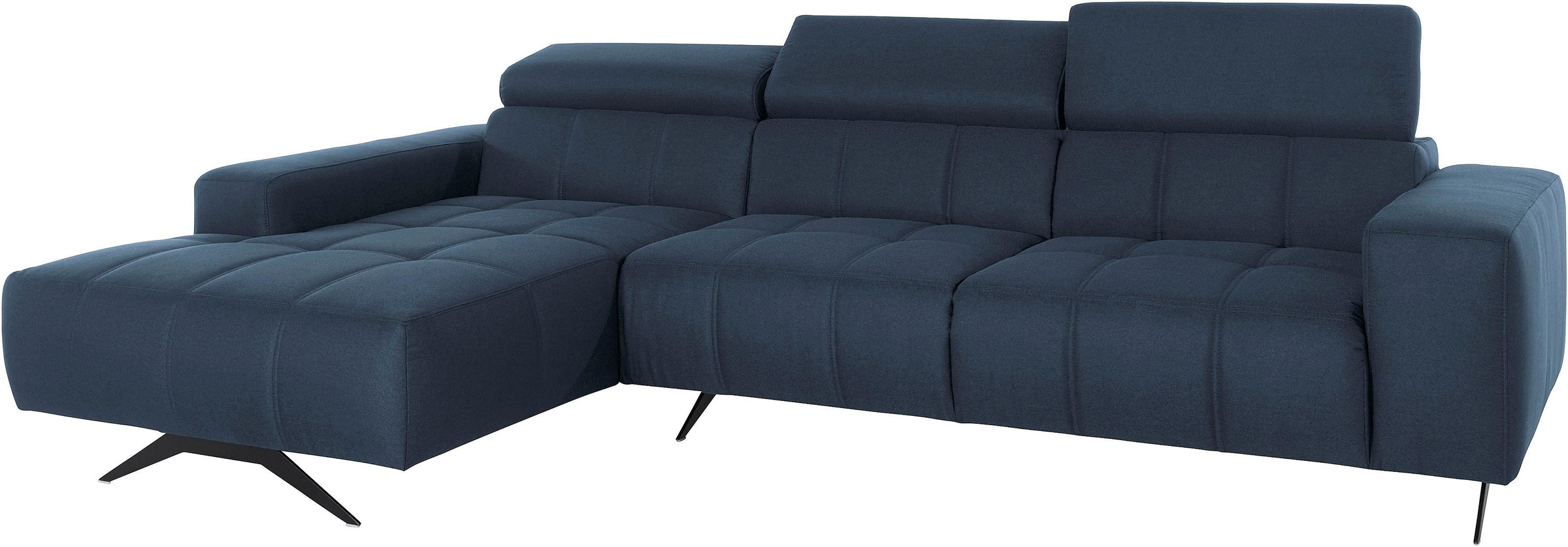 DOMO collection Ecksofa »Trento L-Form, mit Kufenfuß oder Einzelfuß«, wahlweise mit Kopfteilverstellung, Recamiere links/rechts bestellbar
