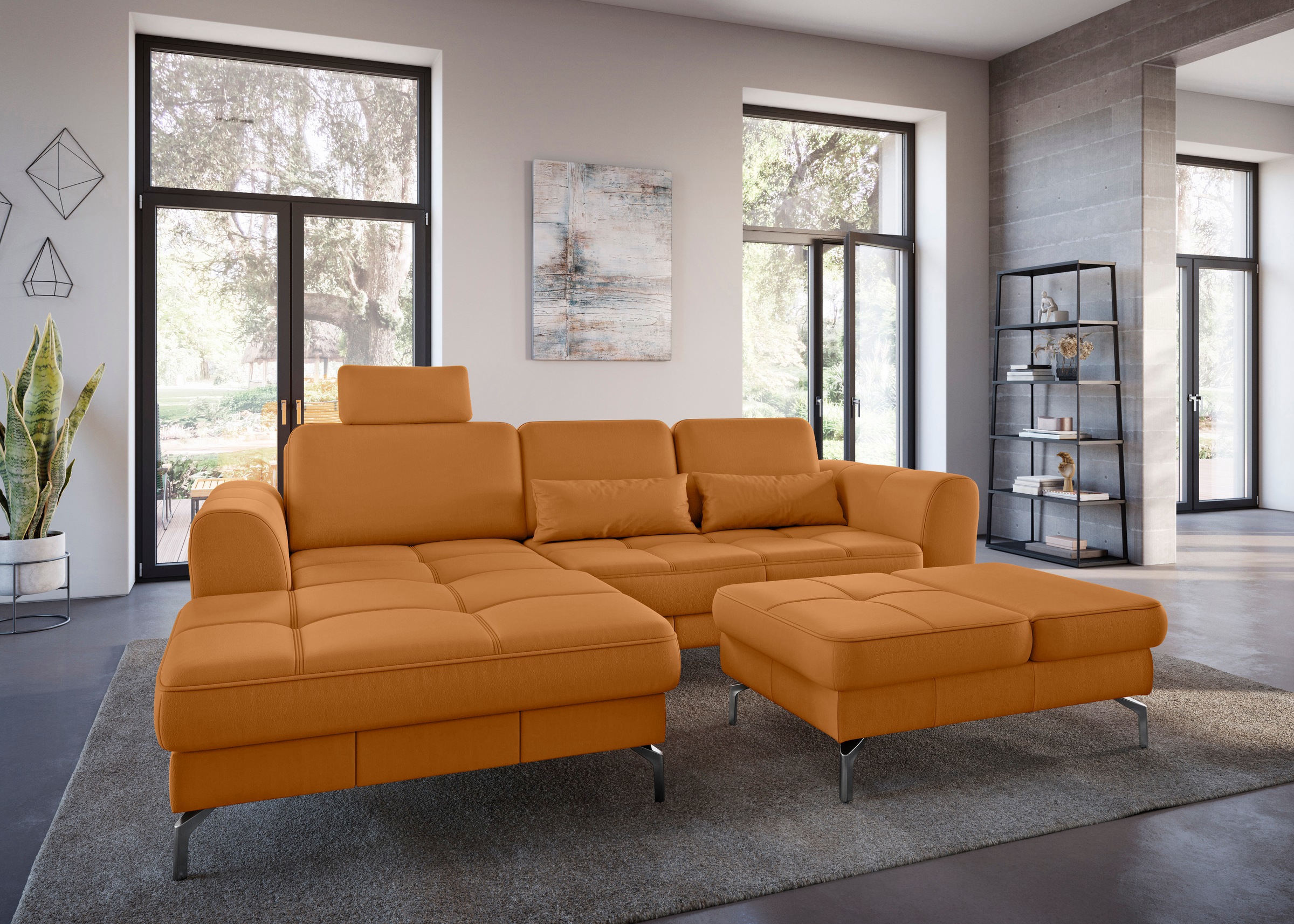 sit&more Ecksofa »Bendigo L-Form«, inklusive Sitztiefenverstellung, Bodenfreiheit 15 cm, 2 Fußfarben