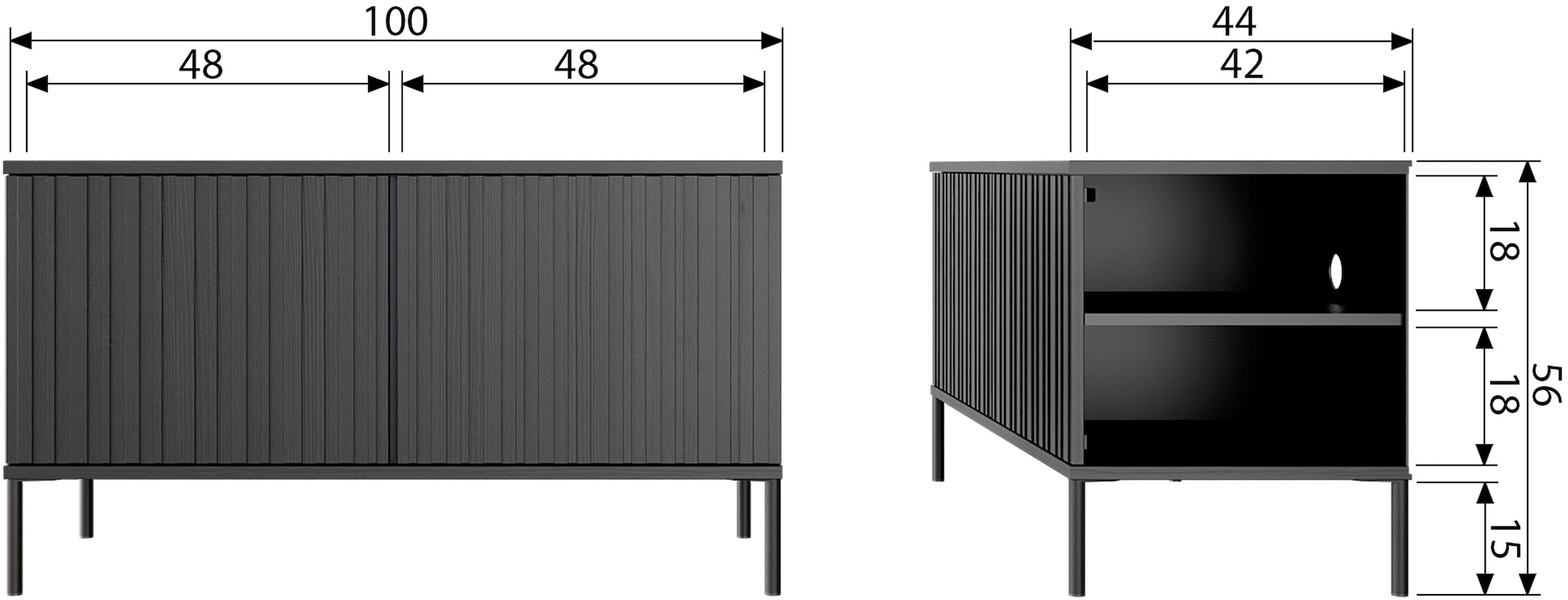 WOOOD Sideboard »New Gravure FSC® Mix holz mit Druckmechanismus H 56 x B 150 x T 44 cm« Das Gravure New TV-Möbel von WOOOD mit Stil, Stauraum und Push-to-Open