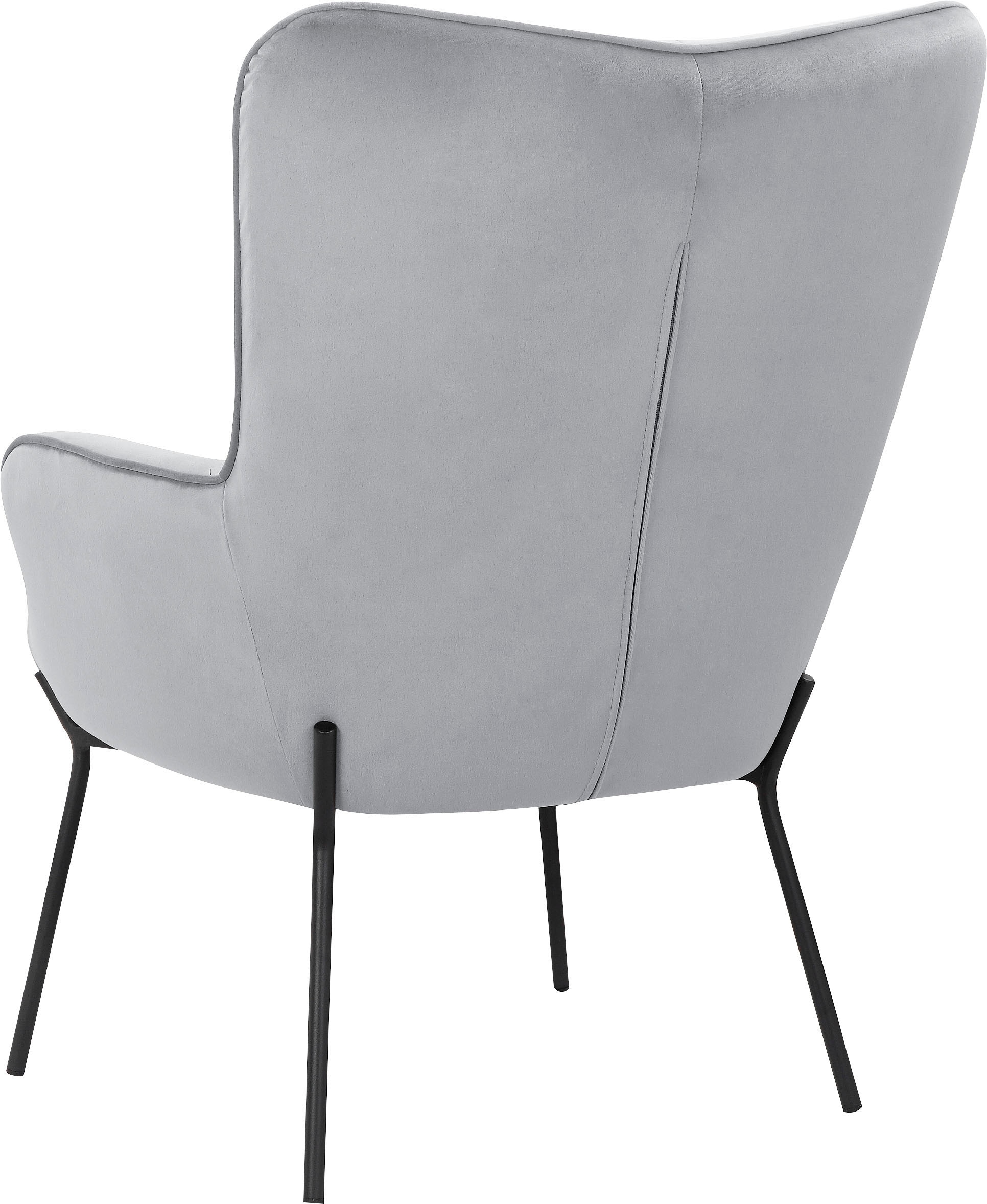 OTTO products Loungesessel »Luukas, Ohrensessel mit Metallbeinen,«, (1 St.), Stoff recyceltes Polyester, Sitz und Rücken gepolstert, Sitzhöhe 46 cm