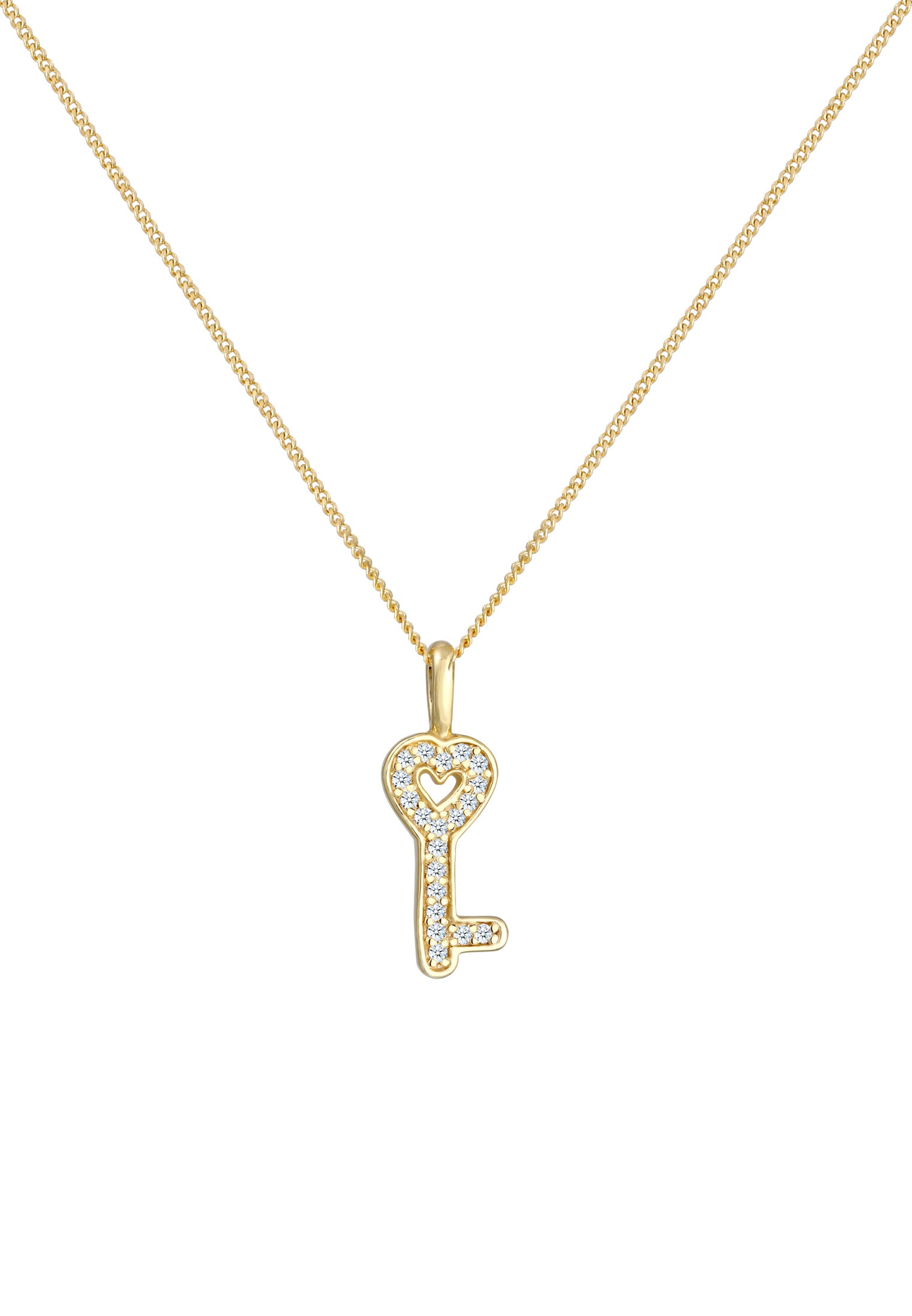 Elli DIAMONDS Collierkettchen »Schlüssel Diamant Weiß Brillantschliff (0.1 ct) 585 Gelbgold«
