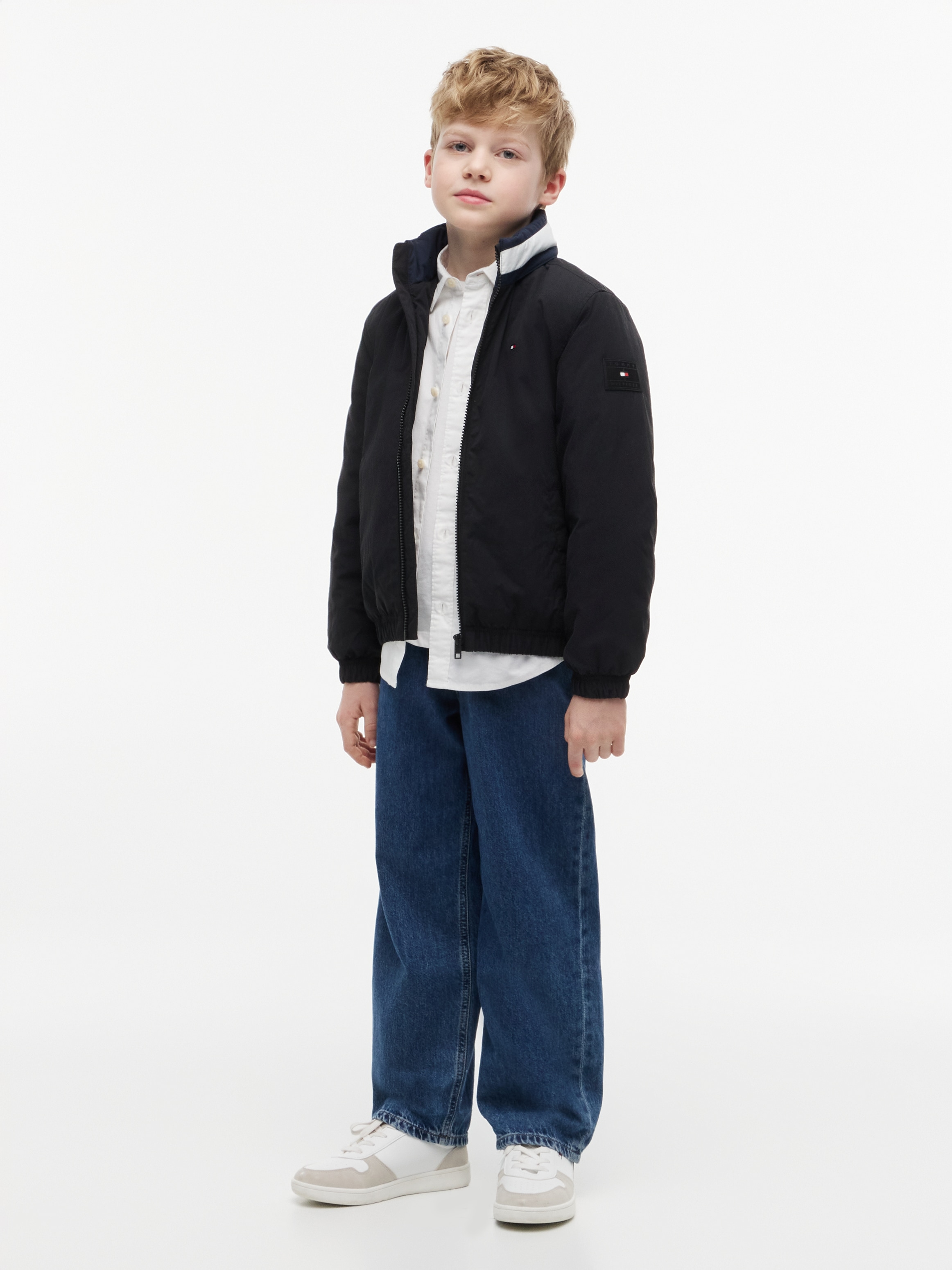 Tommy Hilfiger Blouson mit Kapuze Kapuze im Kragen verstaubar, Regular Fit, Kinder bis 16 Jahre