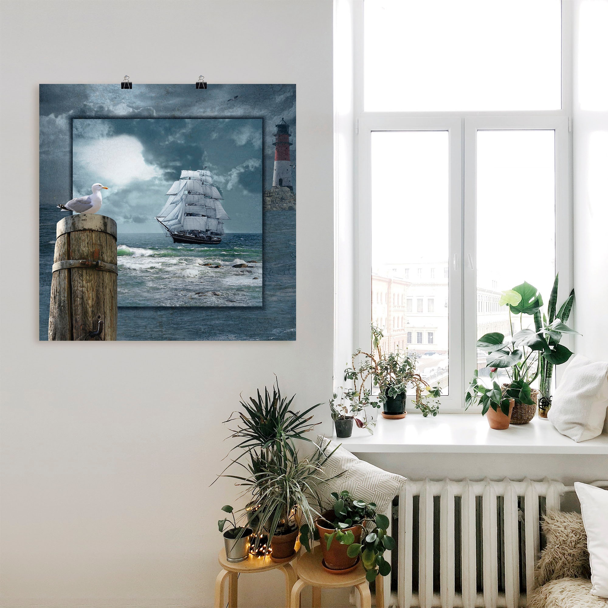 Artland Wandbild »Maritime Collage mit Segelschiff«, Boote & Schiffe, (1 St.), als Leinwandbild, Poster, Wandaufkleber in verschied. Größen