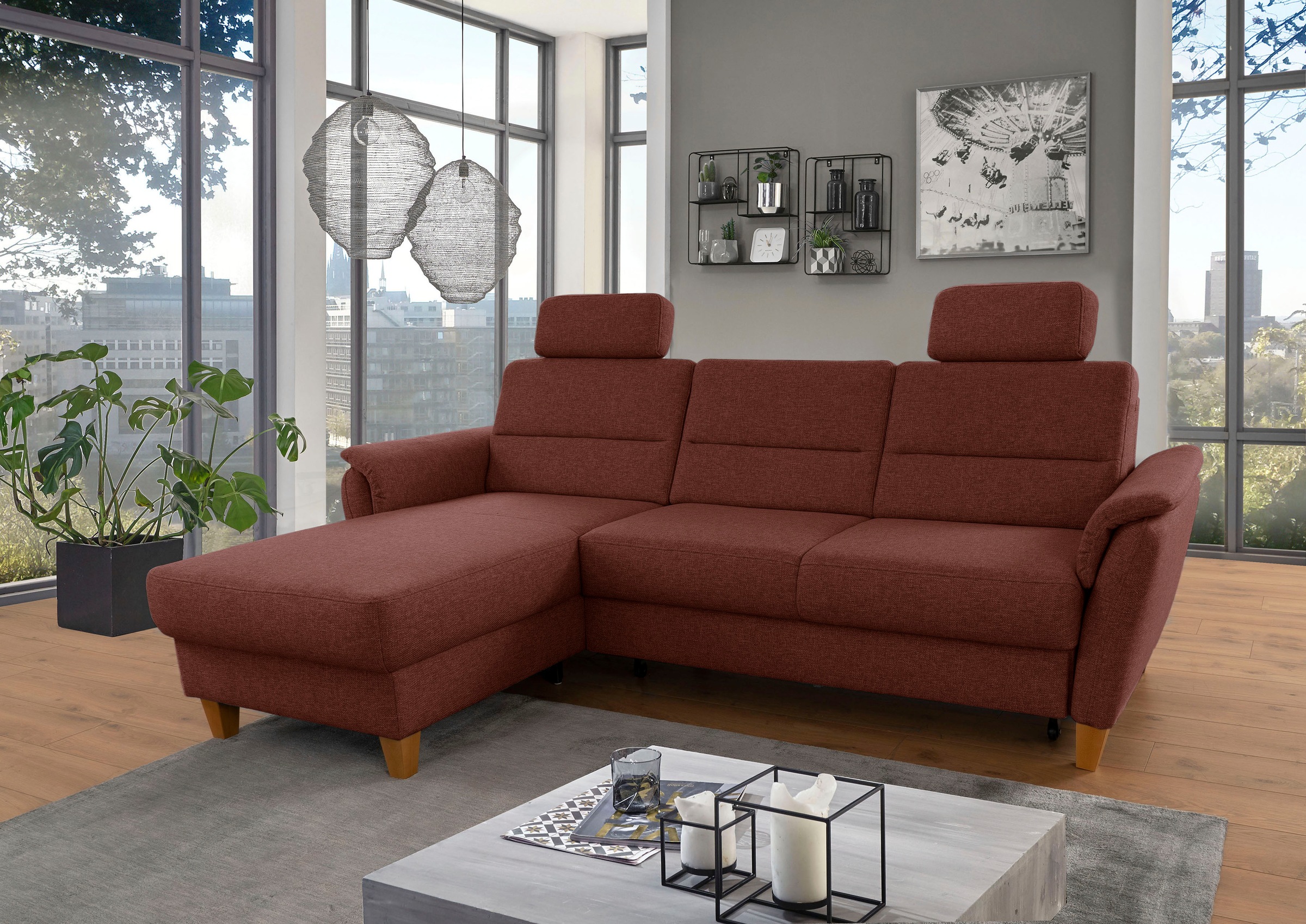 Home affaire Ecksofa »Palmera L-Form, B: 244 cm« optional Bettfunktion & Be günstig online kaufen