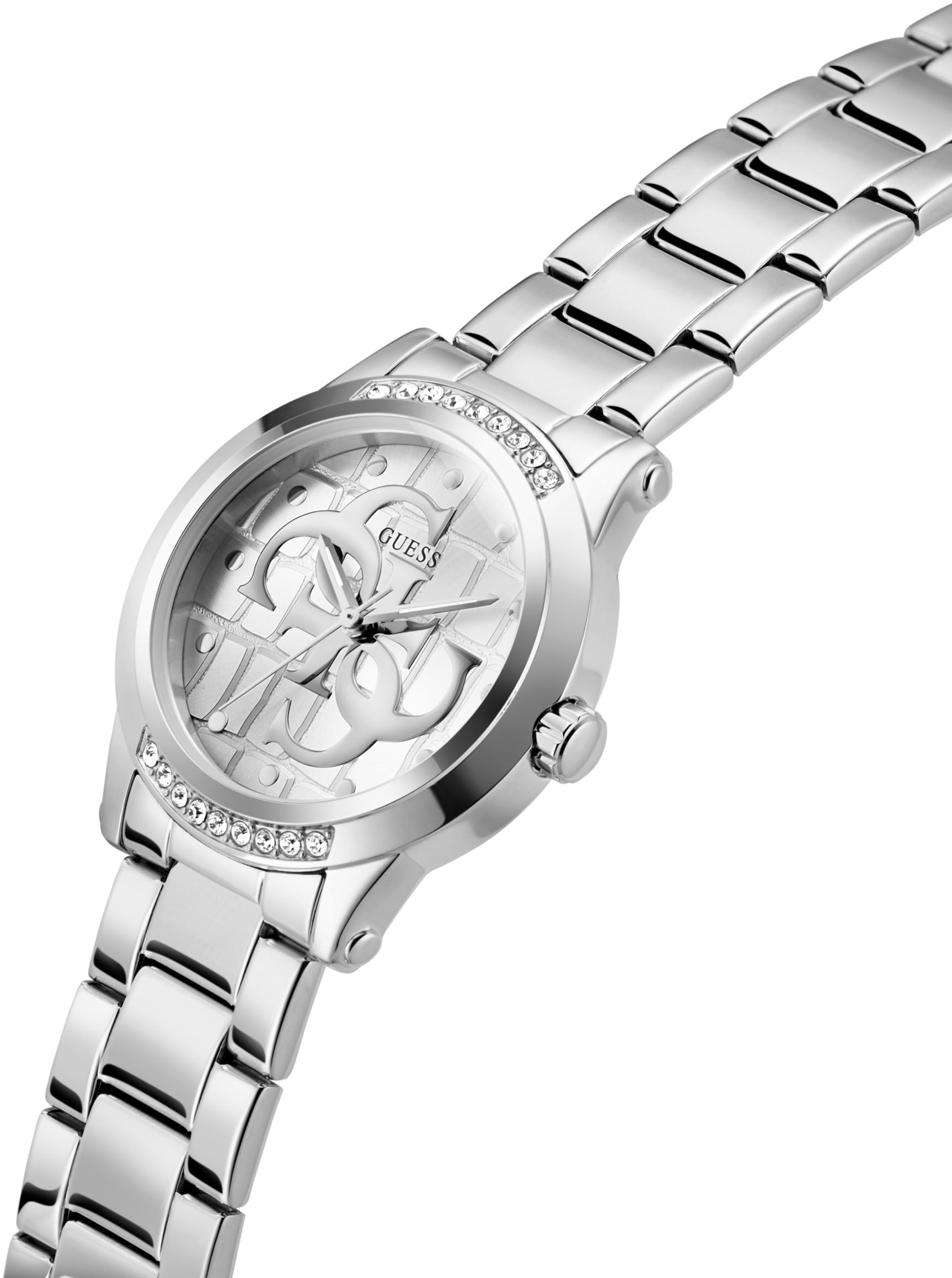 Guess Quarzuhr »ANNETTE«, Armbanduhr, Damenuhr, Edelstahlarmband, analog