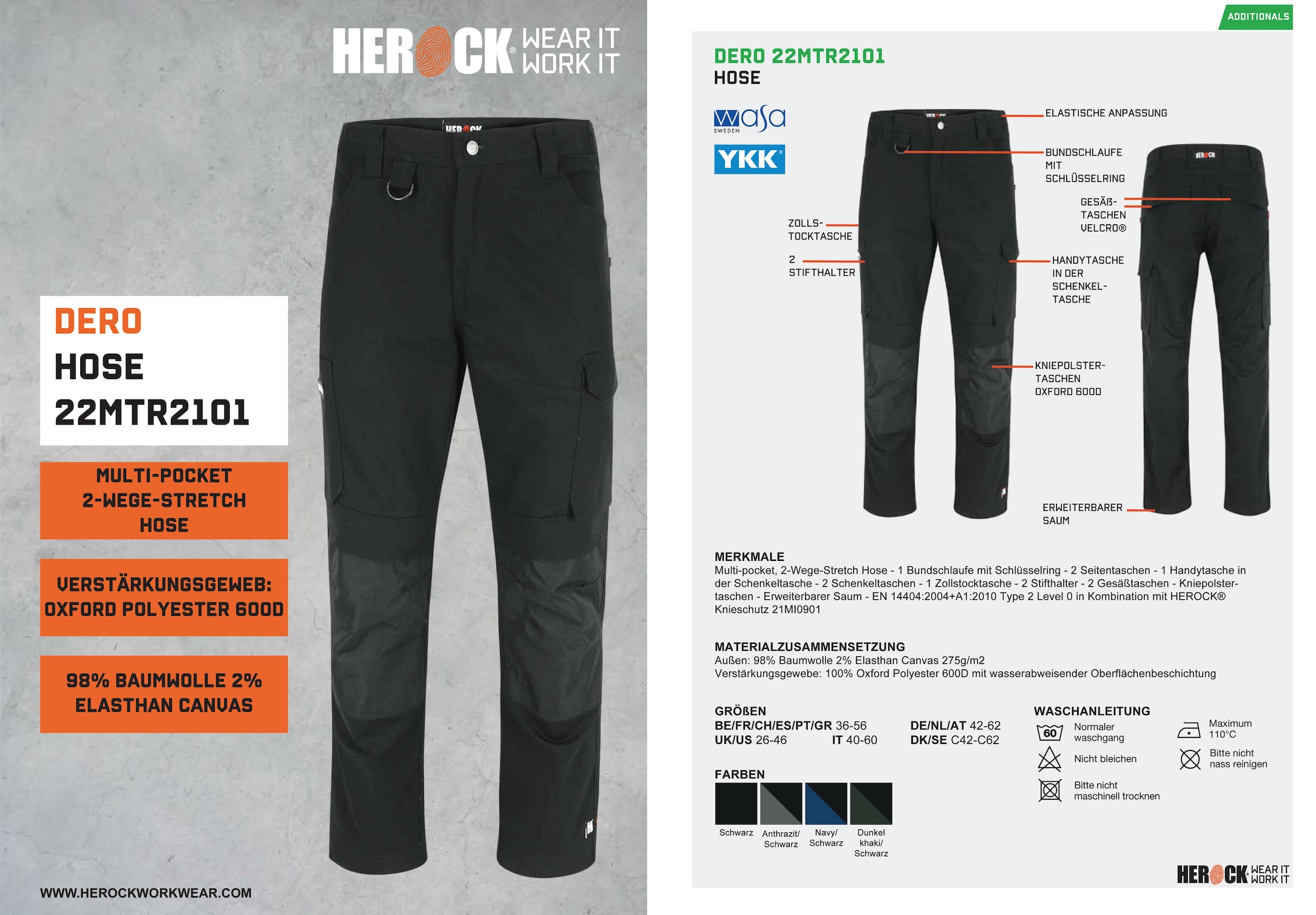 »DERO«, Fit wasserabweisend Herock 2-Wege-Stretch, bestellen Arbeitshose online Slim Multi-Pocket, Passform,