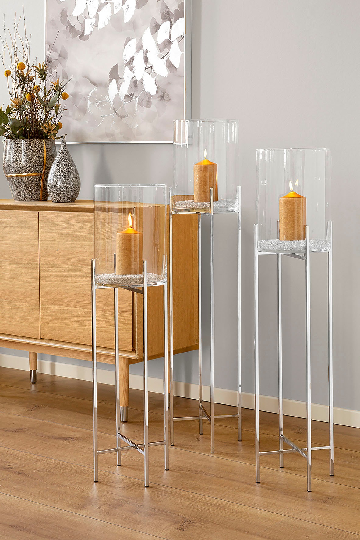 3. Bild von Fink Windlicht »ODEON«, (1 St.), Kerzenhalter aus Edelstahl und Glas, Ø ca. 25 cm