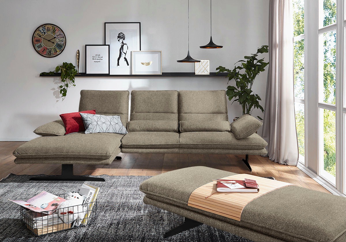 W.SCHILLIG Ecksofa »broadway, Designsofa mit tollem Sitzkomfort« Sitztiefenverstellung, Kopfteil- & Seitenteilverstellung, Breite 291cm