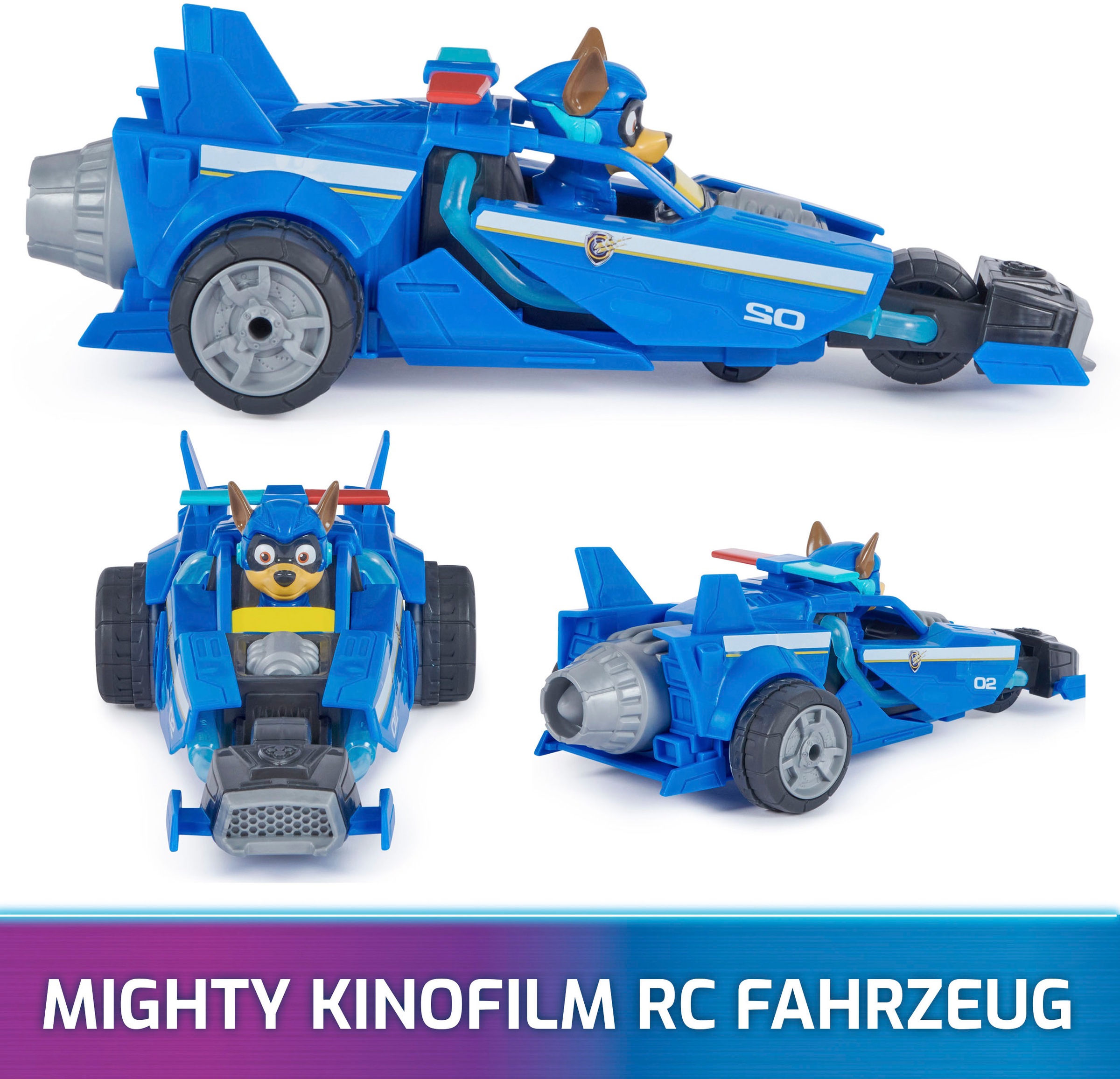 Spin Master RC-Auto »Paw Patrol - Movie II - Chases RC Fahrzeug (remote control)«, mit Chase im Fahrersitz