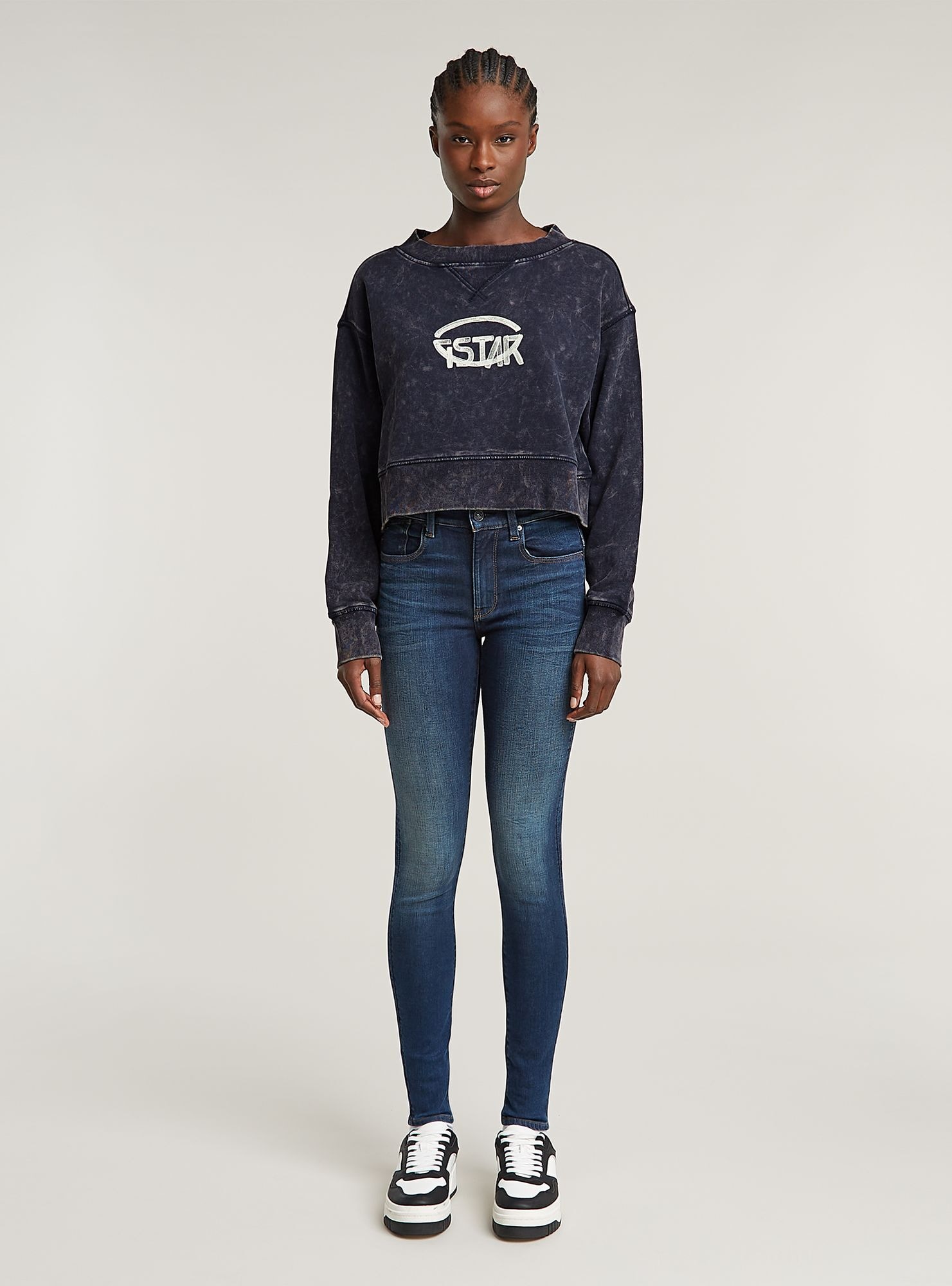 G-STAR Longpullover »Overdyed Cropped Logo Loose Sweatshirt«