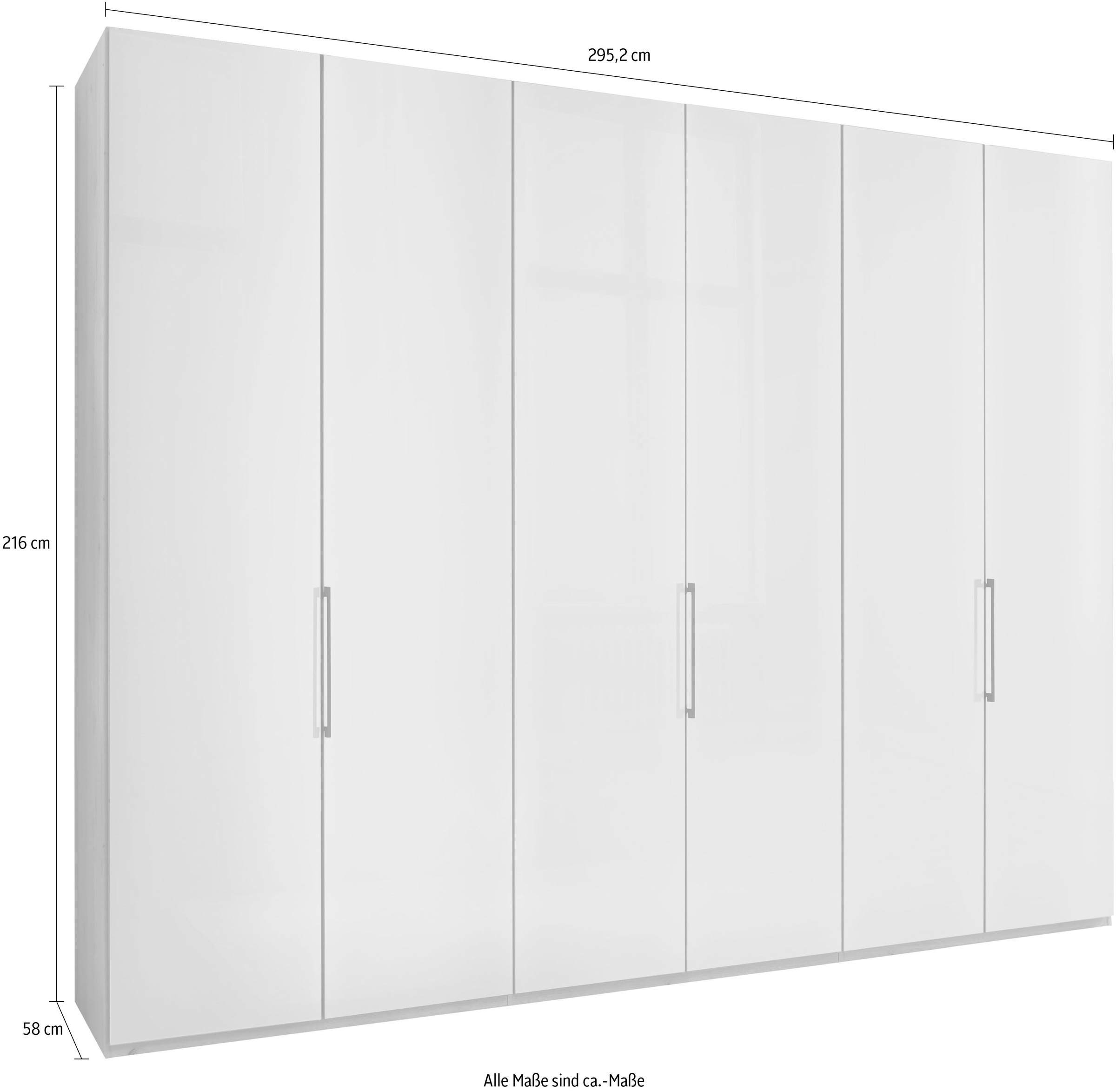WIEMANN Drehtürenschrank »Monaco, Kleiderschrank, Schrank, Wäscheschrank, mit edler Glasfront«, (2 Breiten, 2 Höhen 216/236 cm auswählbar, MADE IN GERMANY), hochwertigen Beschläge inkl. Türdämpfung, variable Inneneinteilung