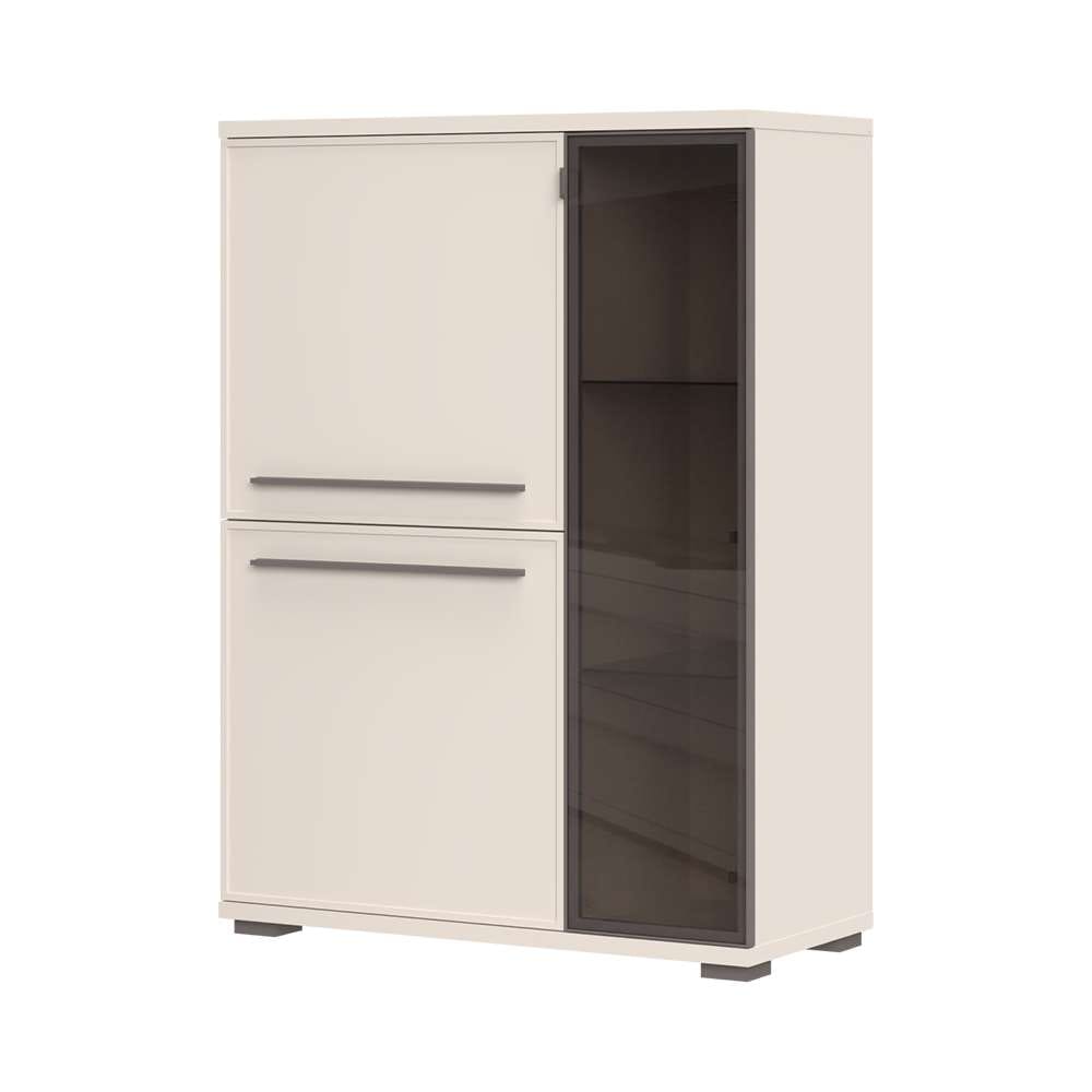 OTTO home Highboard »Opera Sideboard, Kommode, Glastür mit Aluminiumrahmen« UV lackiert, Soft Close Funktion, Höhenverstellbare Füße
