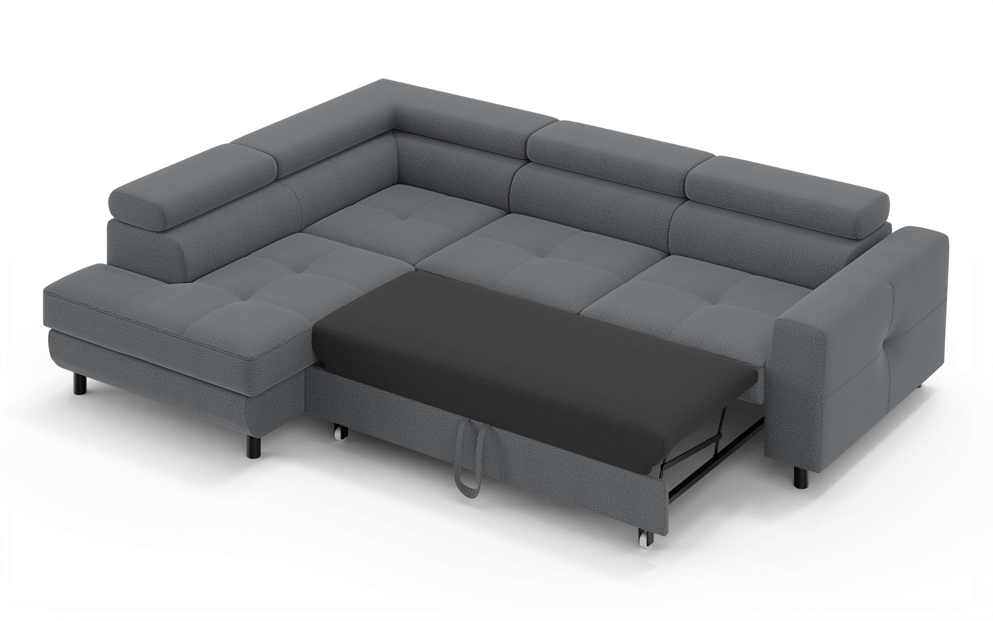 OTTO home Ecksofa »AADEN Schlafsofa mit verstellbaren Kopfstützen, B/T/H: 254/199/90 cm«, mit Bettfunktion und Bettkasten, Ottomane rechts/links bestellbar