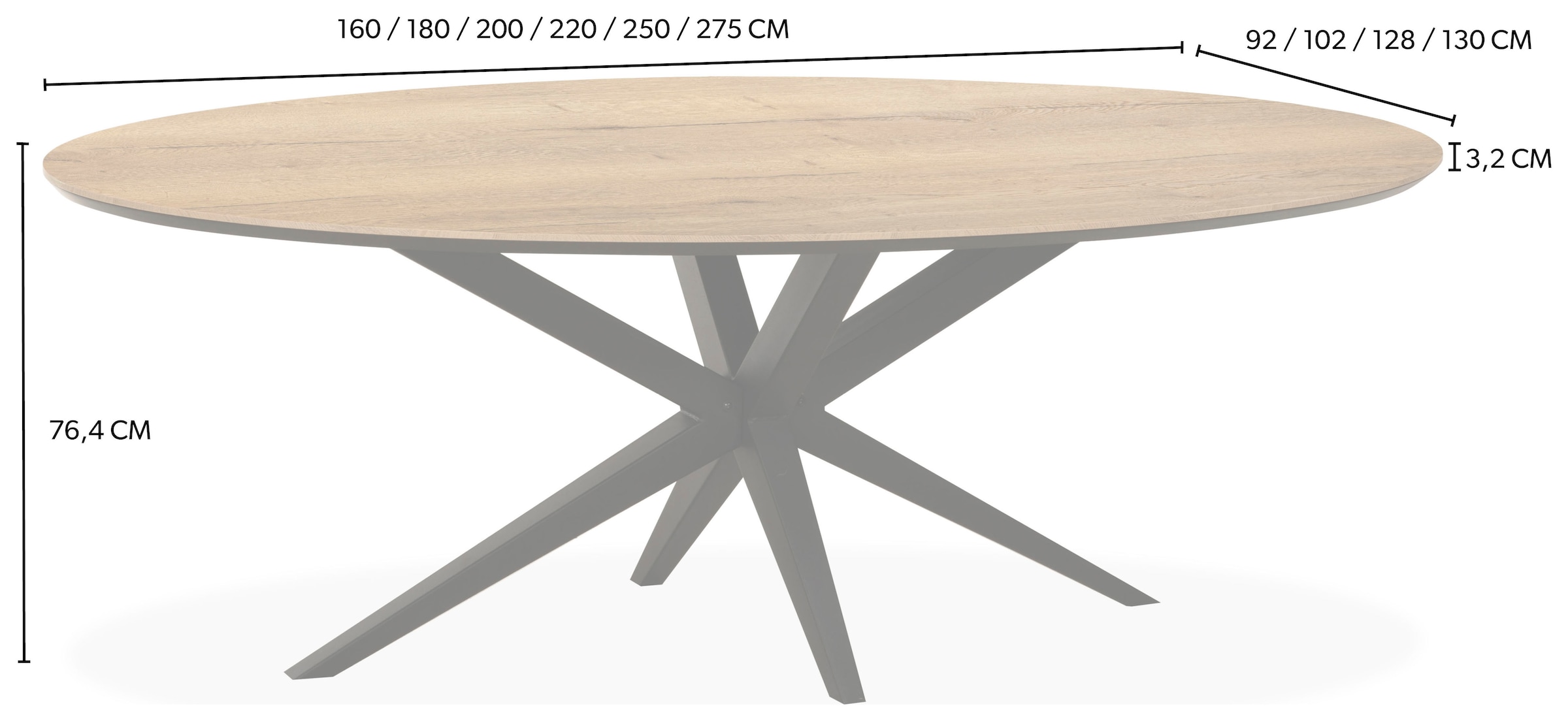 OMG Design »Wellington« 1 Stk. tlg. Hochwertige Melamin-Tischplatte mit Metallgestell