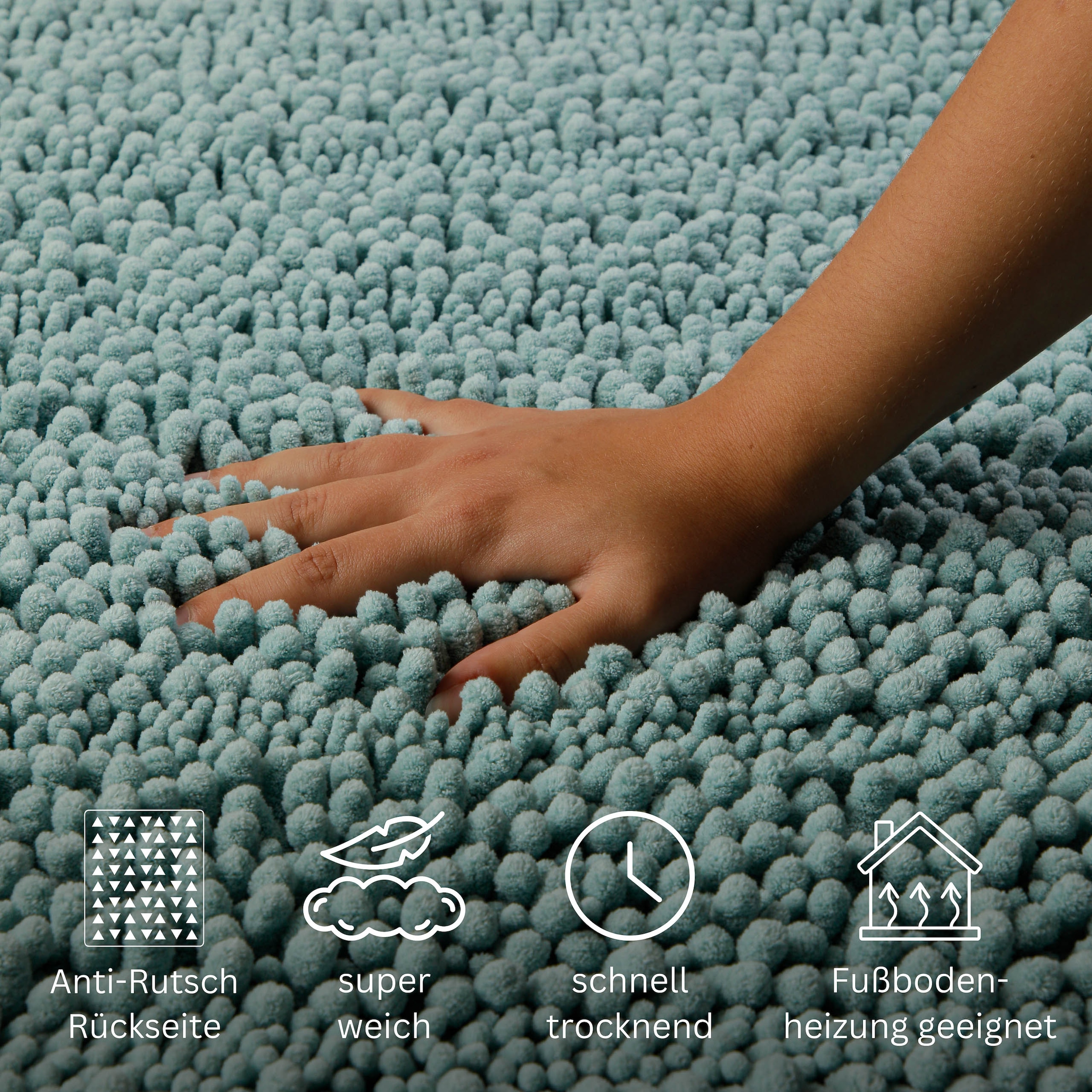 OTTO home Badematte »Torrni« Höhe 22 mm rutschhemmend beschichtet fußbodenheizungsgeeignet | schnell trocknend Badteppich, getuftet, modern, Uni, antirutsch, flauschig, hochflor
