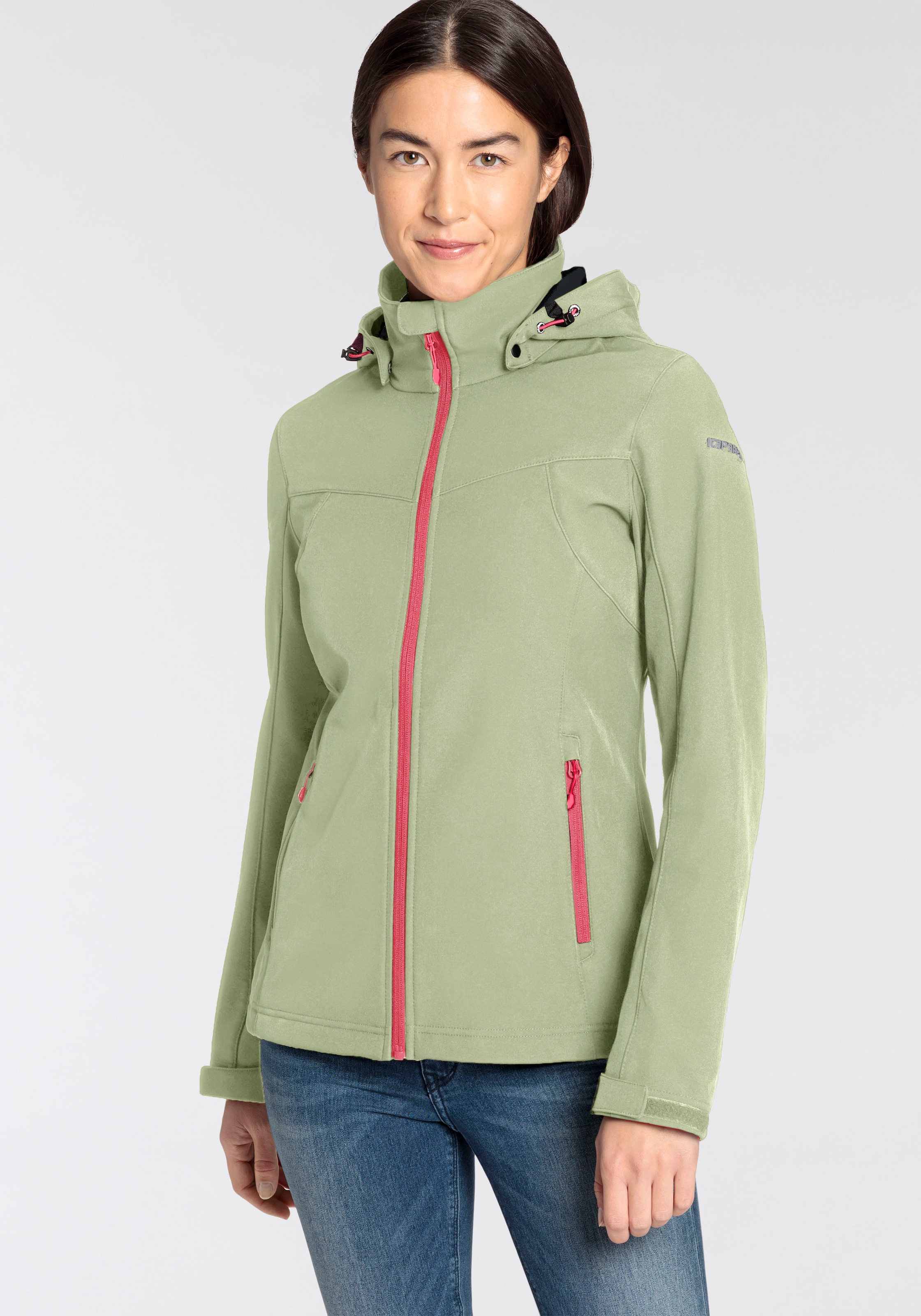 Icepeak Softshelljacke »D SOFTSHELLJACKE BRENHAM«, mit Kapuze, mit hohem Stehkragen