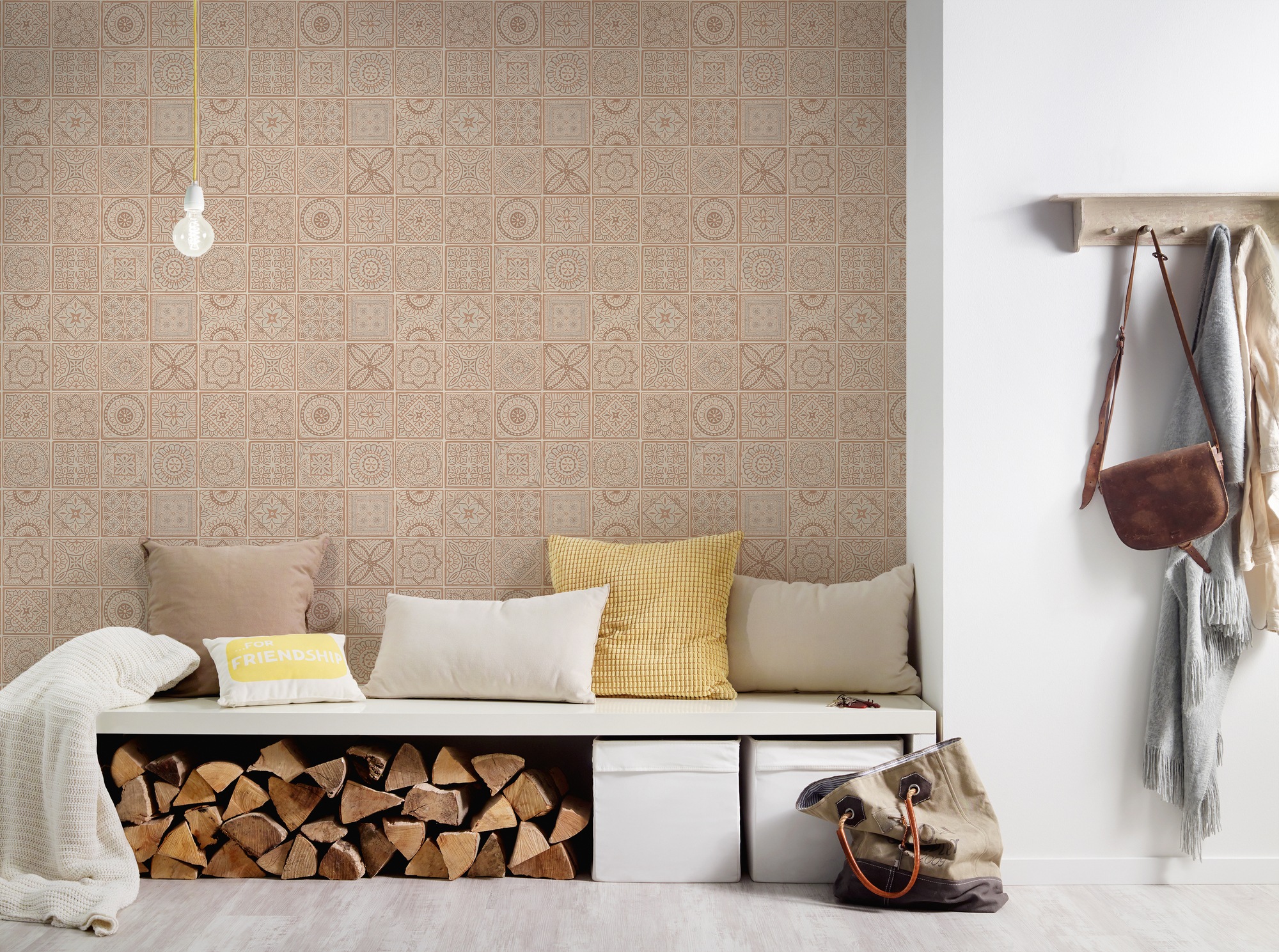 A.S. Création Vliestapete »Terra Tapete Vintage Fliesen« gemustert | matt | neutral strukturiert Fliesen-Tapete Fliesenoptik Patchwork strukturiert Glitzer Tapeten