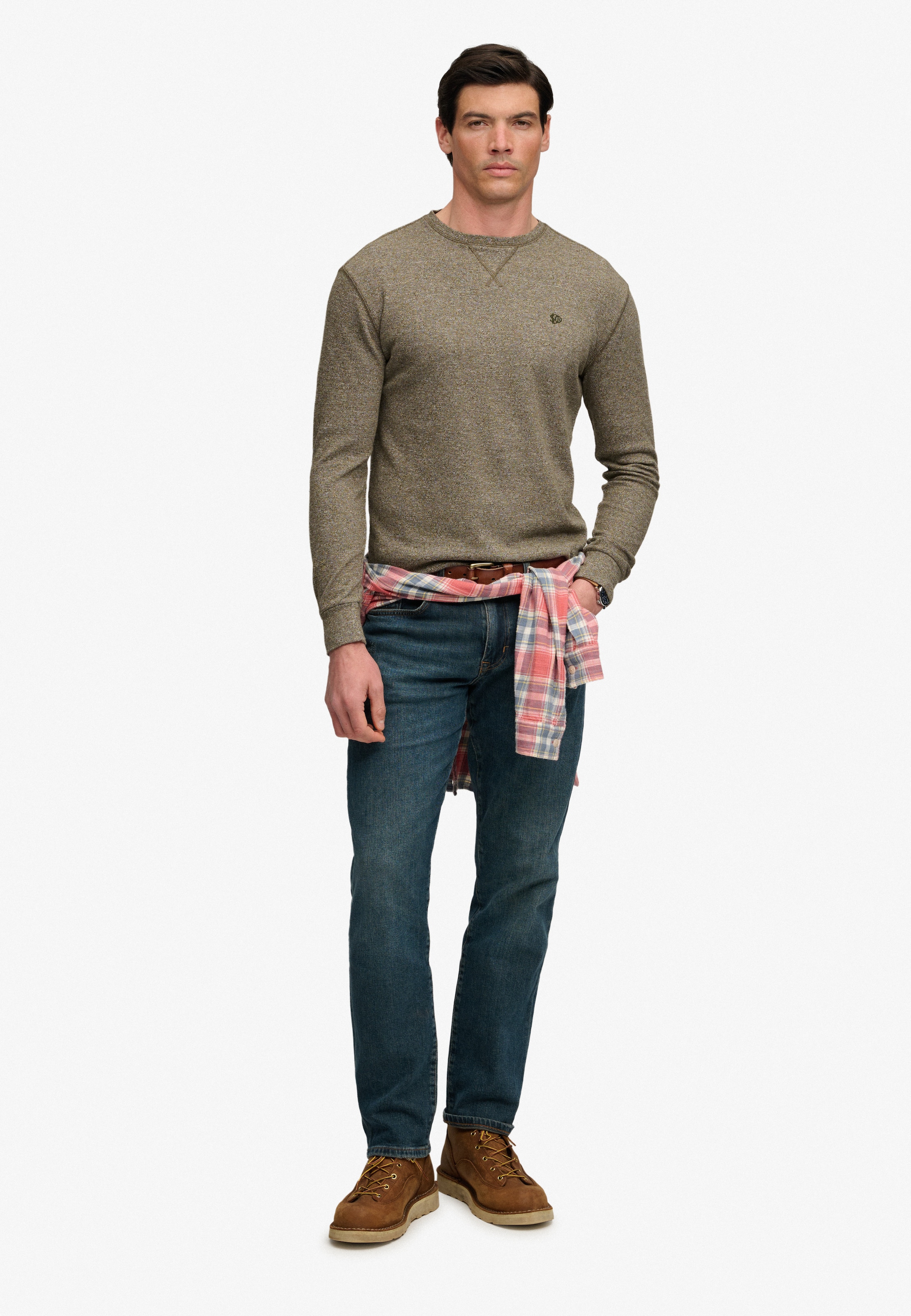 Superdry Langarmshirt »CLASSIC SLUB WAFFLE TOP« aus Baumwolle, Relaxed Fit, mit Rundhalsausschnitt