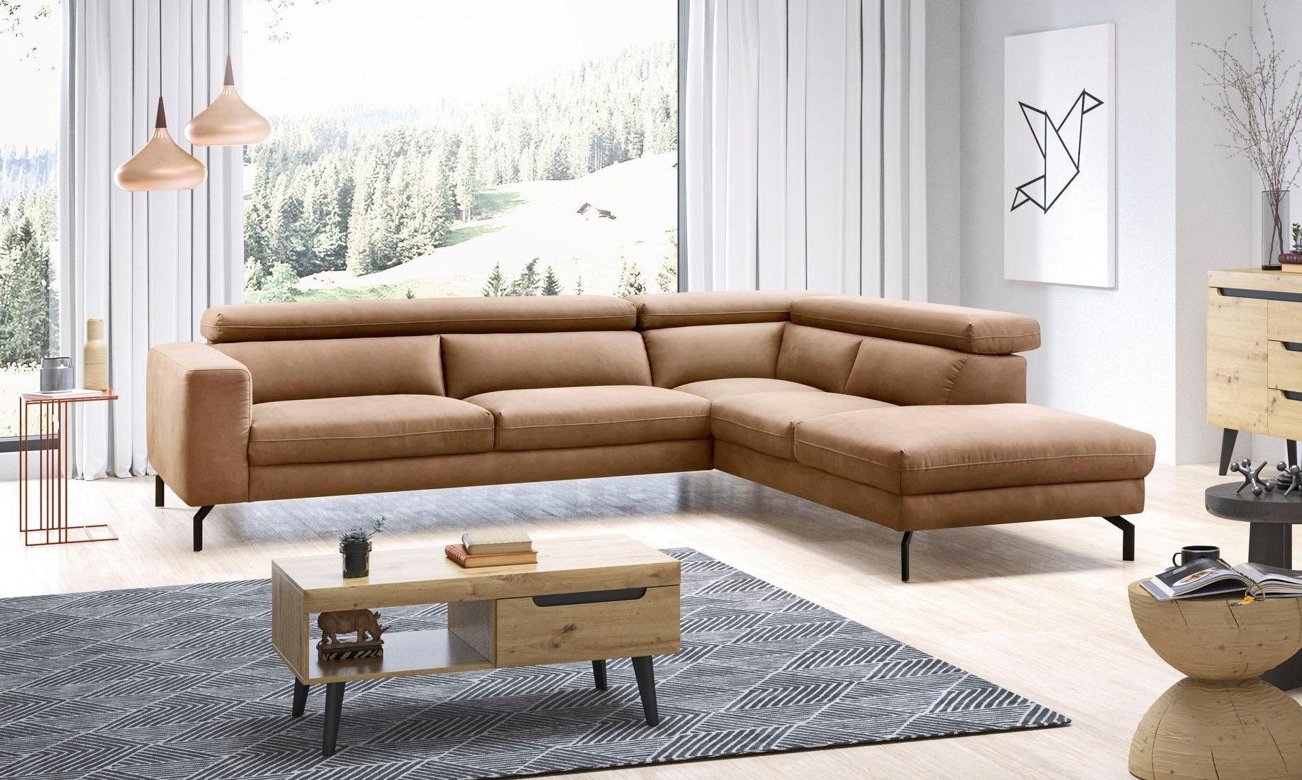 PLACES OF STYLE Ecksofa »Olanta, modern und bequem, Breite 305cm, Fuß 16cm günstig online kaufen