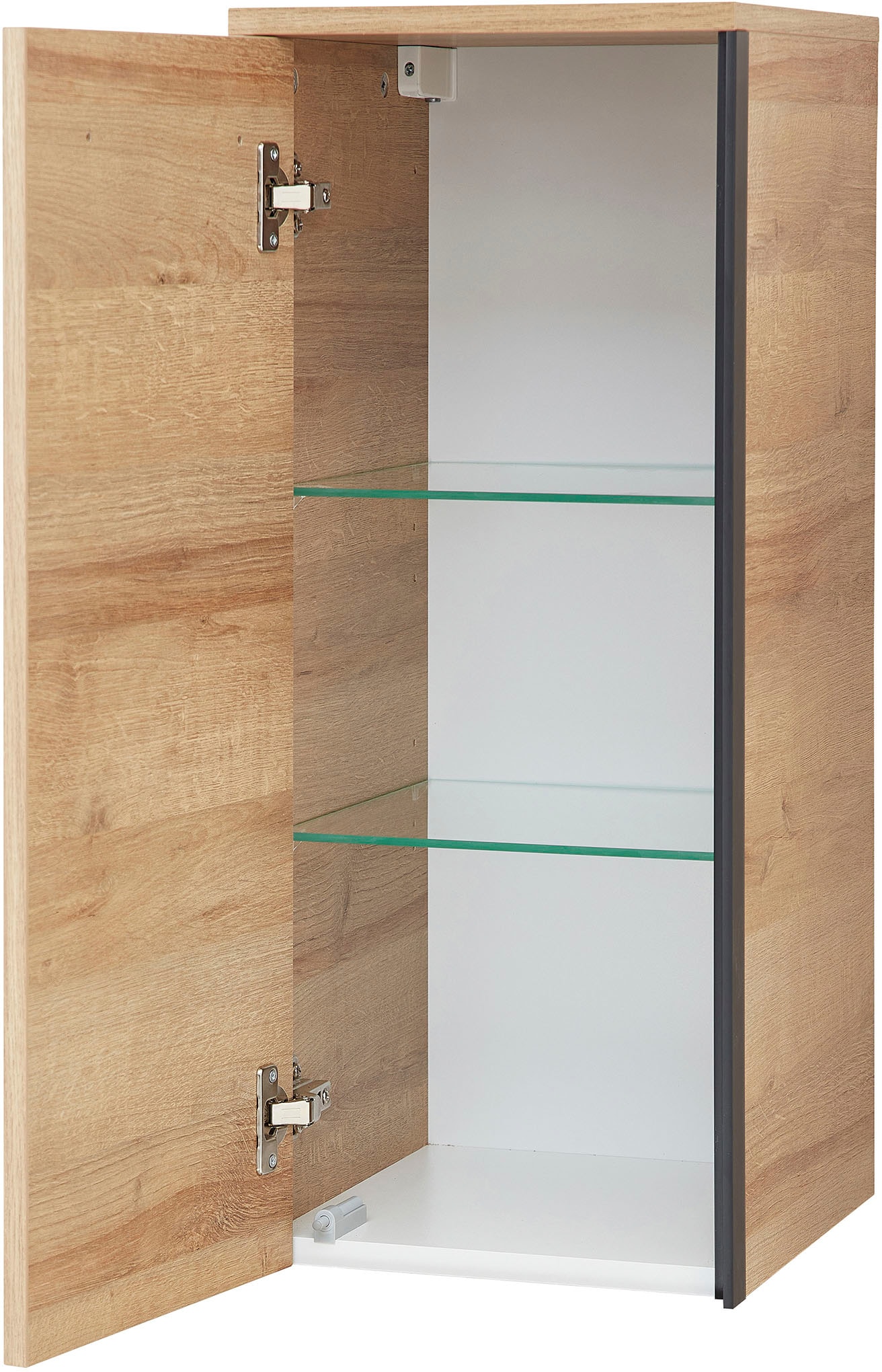 Saphir Hängeschrank »Quickset 395 Wand-Badschrank 30 cm breit mit 1 Tür und 2 Einlegeböden«, Badezimmer-Hängeschrank inkl. Türdämpfer, Griffe in Schwarz