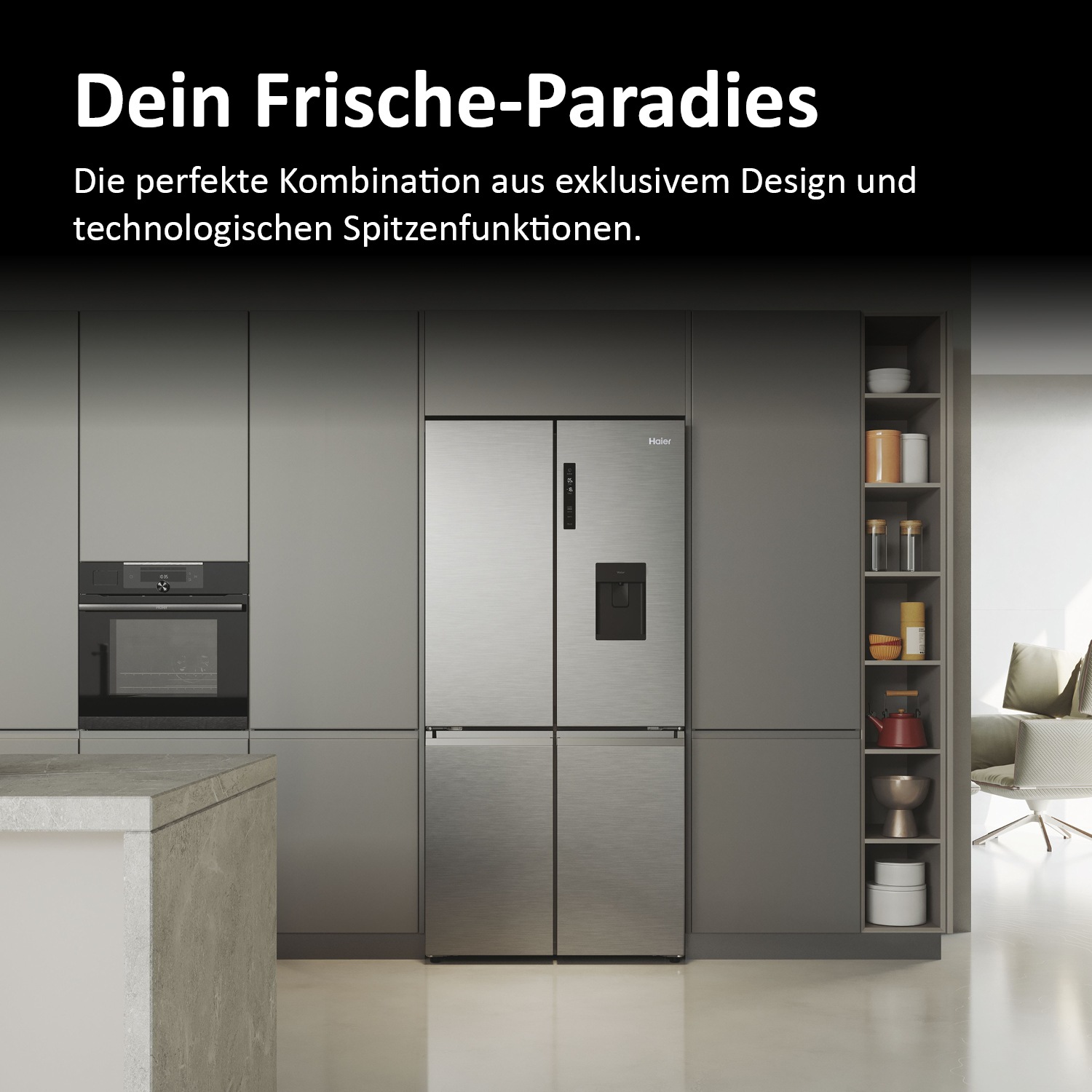 Haier Multi Door CUBE 90 SERIES 5 »HCR5919EHMP«, 190 cm hoch, 91 cm breit, Nutzinhalt: 525 Liter, Wasserdispenser