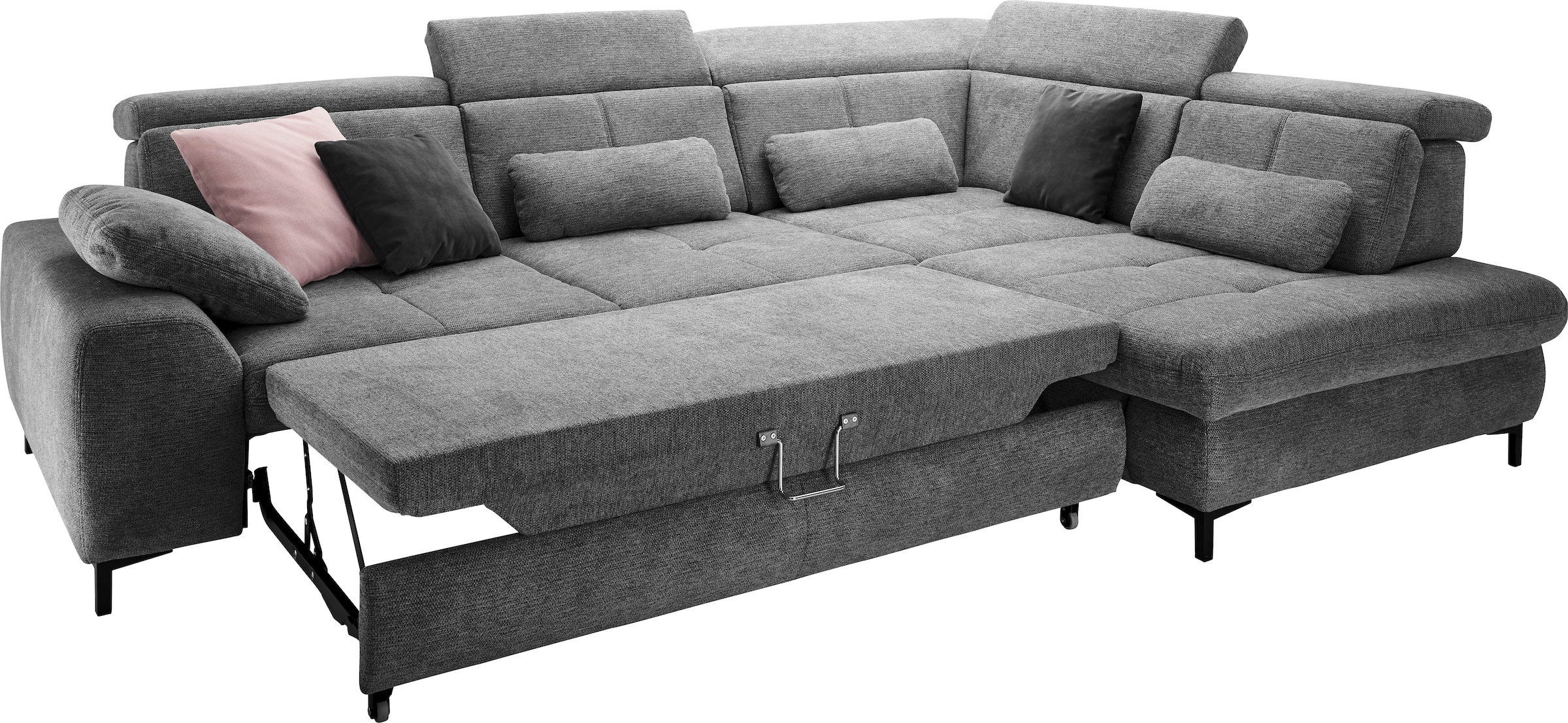 set one by Musterring Ecksofa »SO 3400 Sitzhöhe 47cm oder 49cm, Sitztiefe verstellbar, B/T 317/220 cm«, Kaltschaumpolsterung, Flachgewebe, whlw. mit Funktionen, Sitzhöhe 47