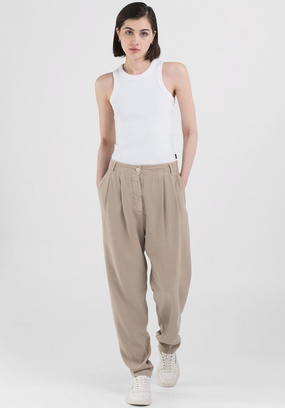 Replay Bundfaltenhose, in softer Qualität