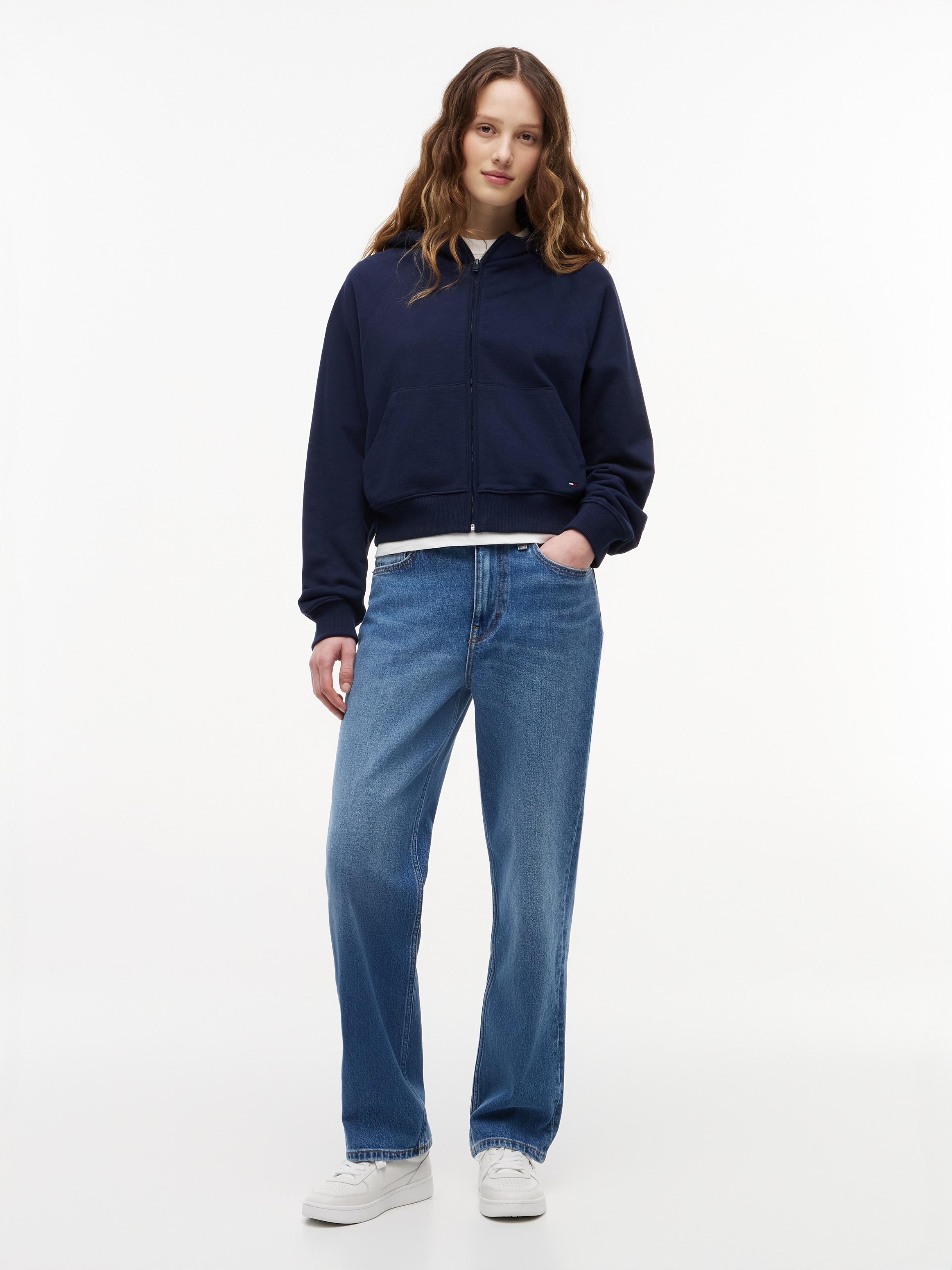 Tommy Jeans Kapuzensweatjacke »TJW BXY S FLAG ZIP THRU HOODIE« Baumwolle, Kapuze, Kängurutasche