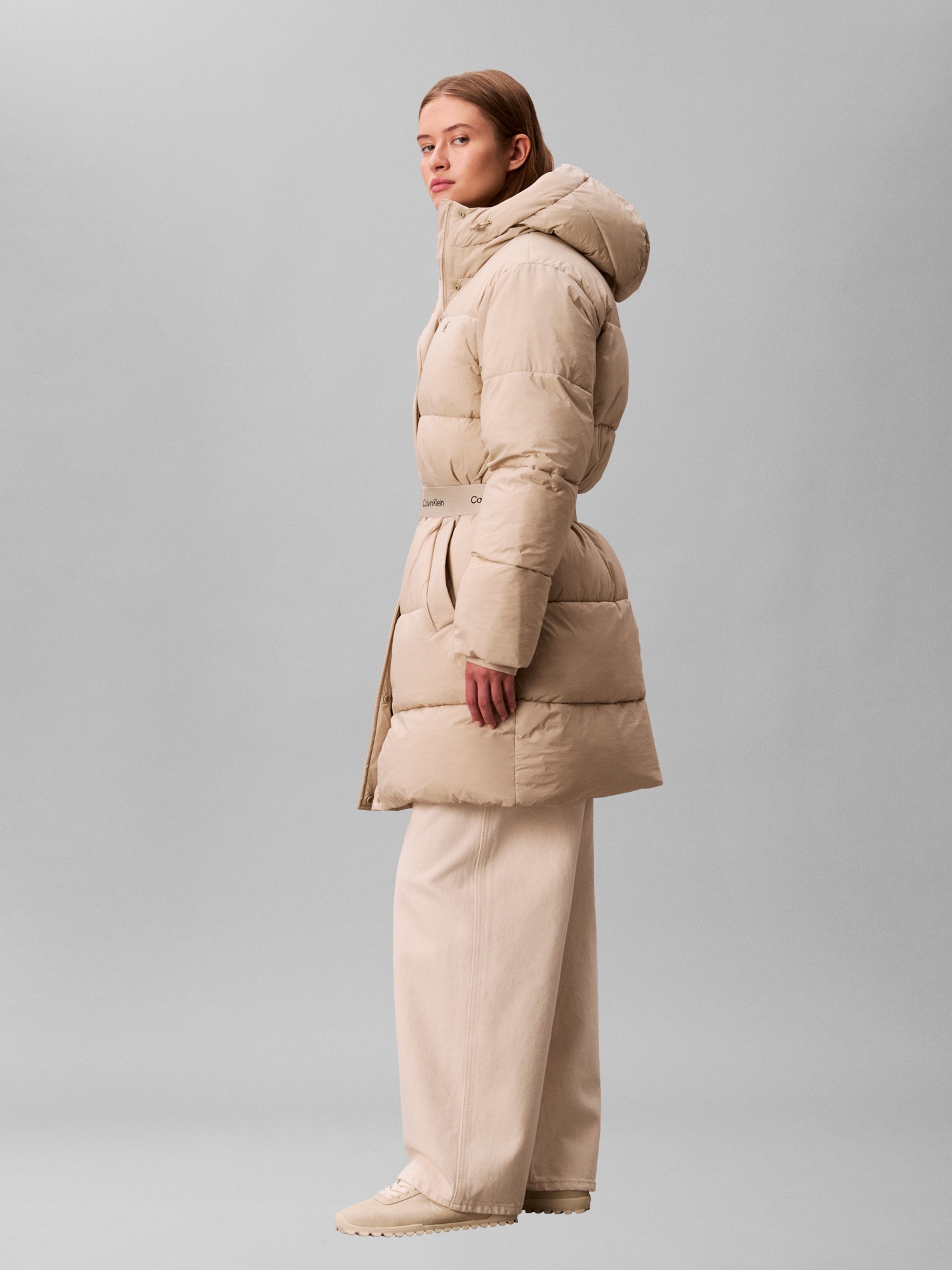 Calvin Klein Jeans Steppmantel »BELTED MIDWEIGHT LONG PUFFER« Mit Rundhalsausschnitt, regular fit