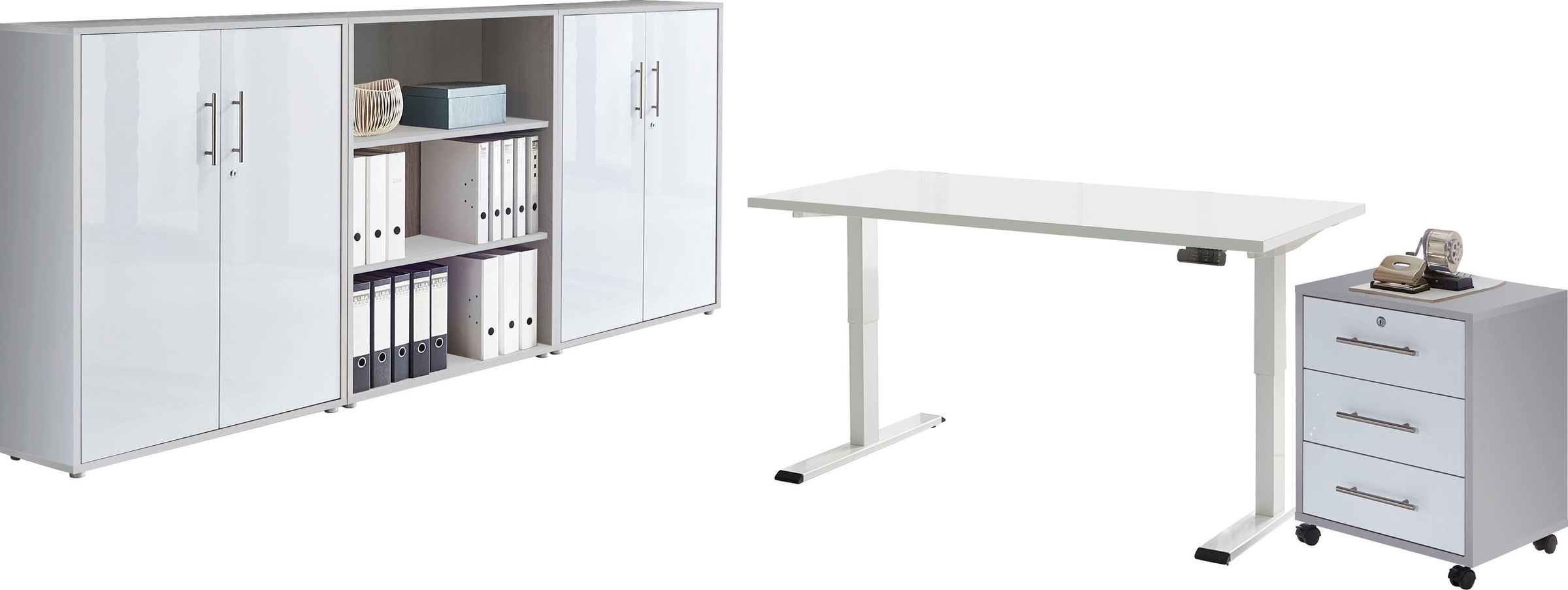 BMG Möbel Büromöbel-Set »Tabor«, (Set, 5 tlg.), mit elektrisch höhenverstellbarem Schreibtisch