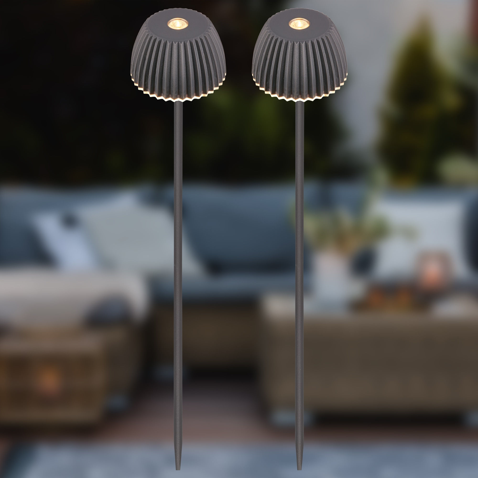Briloner Leuchten LED Außen-Tischleuchte »RIFFLE« LED-Modul 1 Stk. Warmweiß 6x78,5 cm, 2er-Set, Akku tauschbar, Outdoor, Balkon, Terrasse