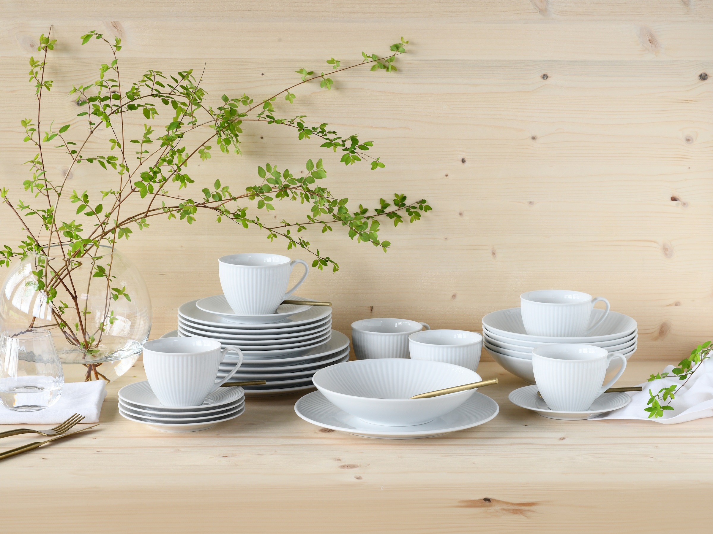 CreaTable Kombiservice »Valencia Weiß, Kombi-Service 30-tlg« Elegant, Boho Chic