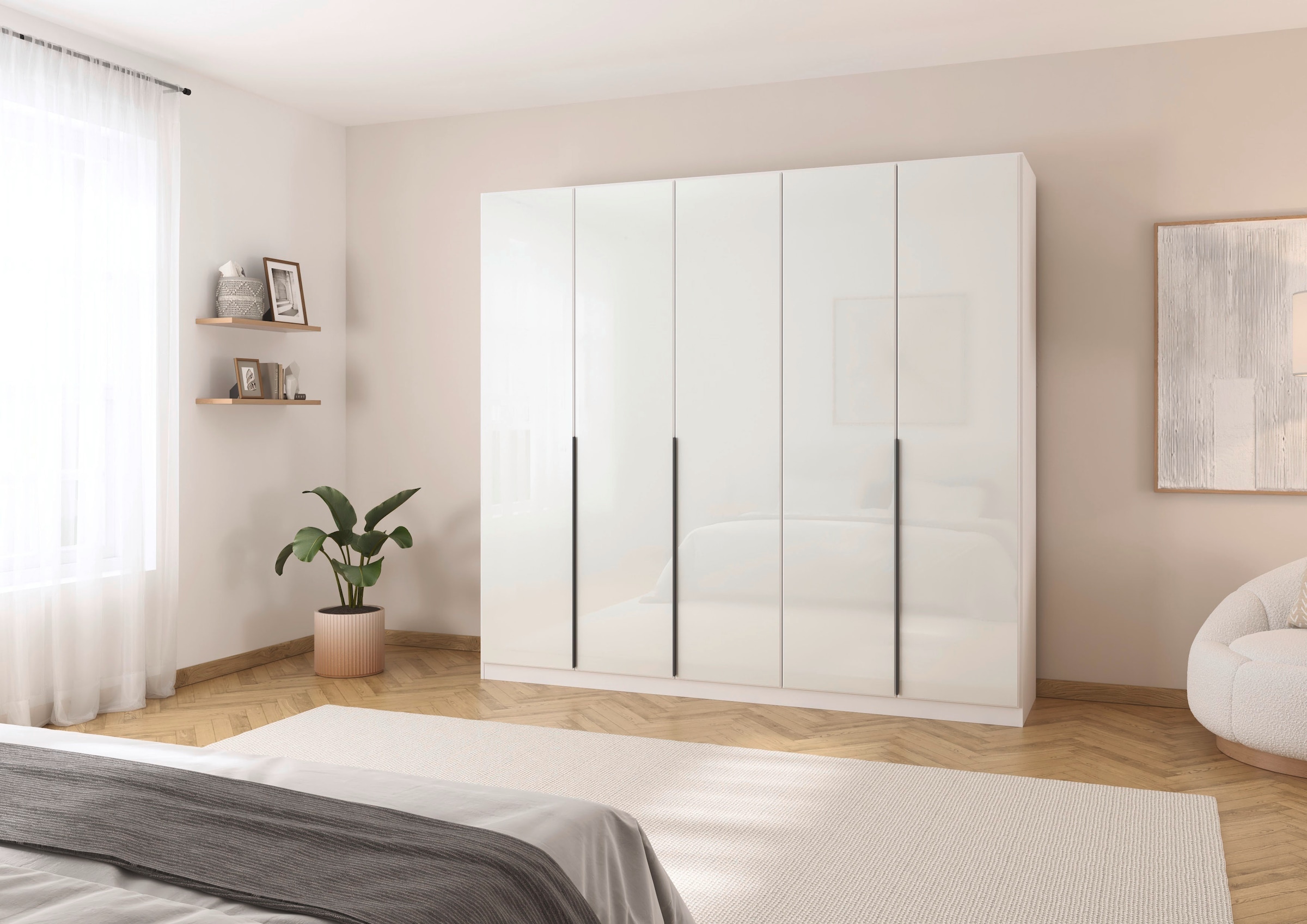 rauch Drehtürenschrank »Kleiderschrank Kleiderschränke Schrank Garderobe AGORDO mit Glasfront«, (in zwei Griff-Farben), durchdachte Innenausstattung, in 6 Breiten und 2 Höhen MADE IN GERMANY