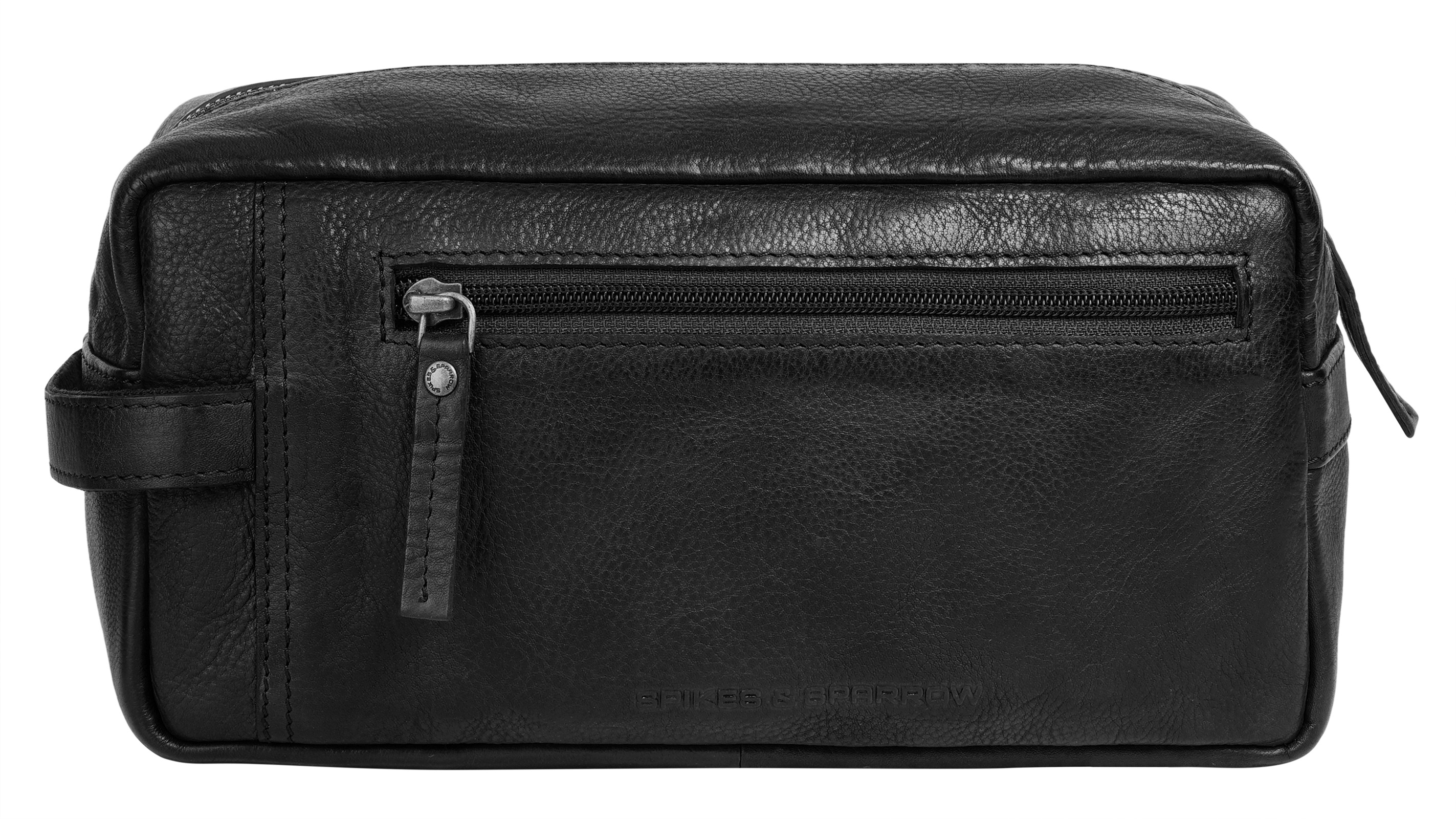 Kulturbeutel „TOILETRY BAG“, echt Leder, Gr. B/H/T: 25 cm x 13 cm x 10 cm onesize, schwarz