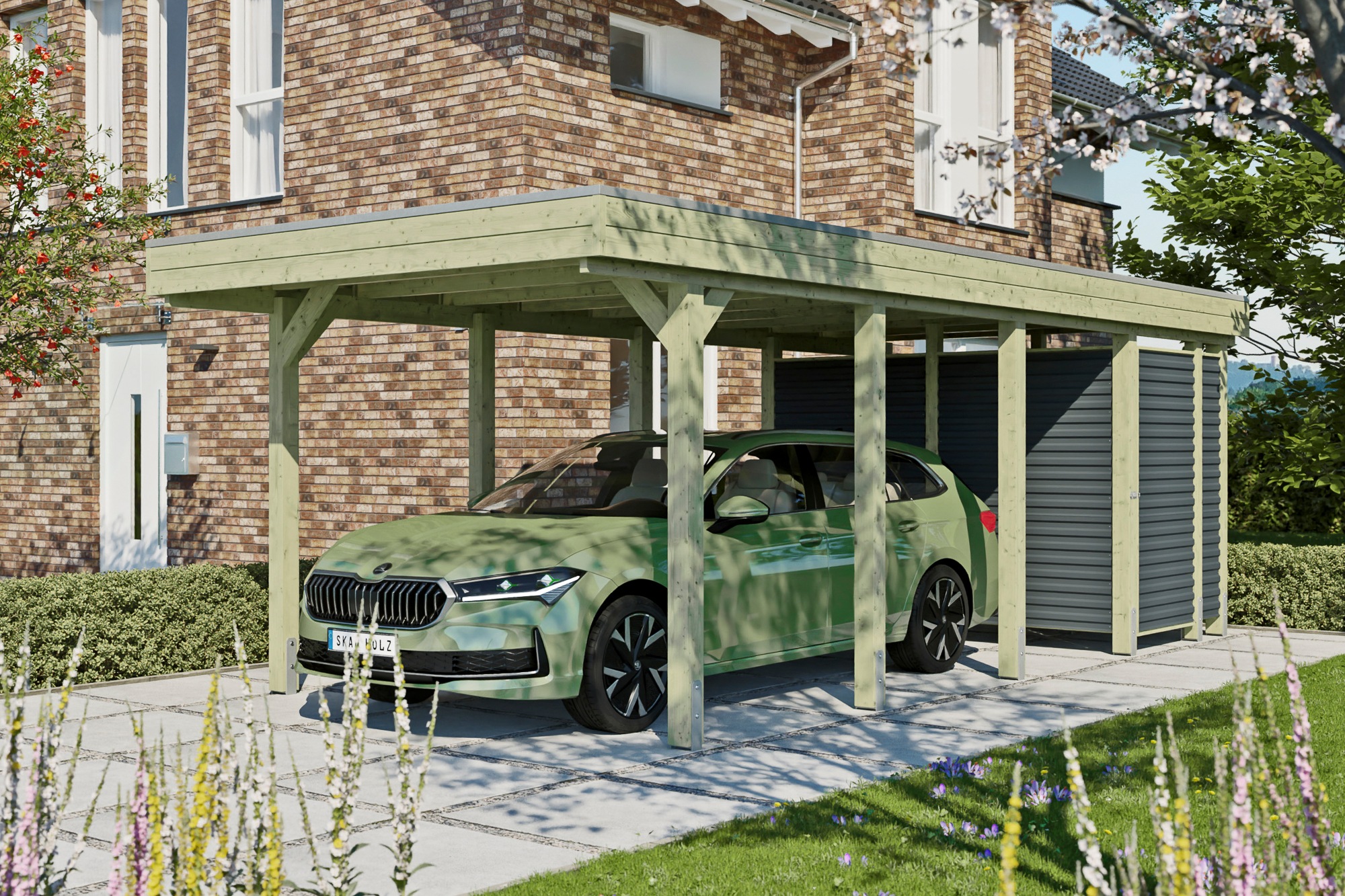 Skanholz Einzelcarport »Friesland Set 12«, Holz, 270 cm, Grün