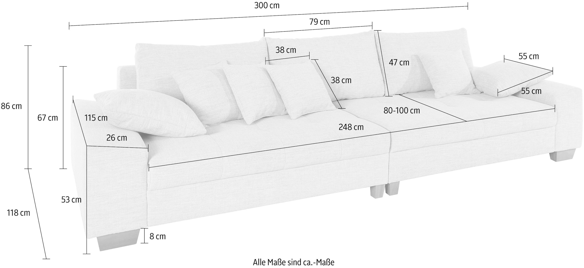 Mr. Couch Big-Sofa »Nikita«, wahlweise mit Kaltschaum (140kg Belastung/Sitz) und AquaClean-Stoff