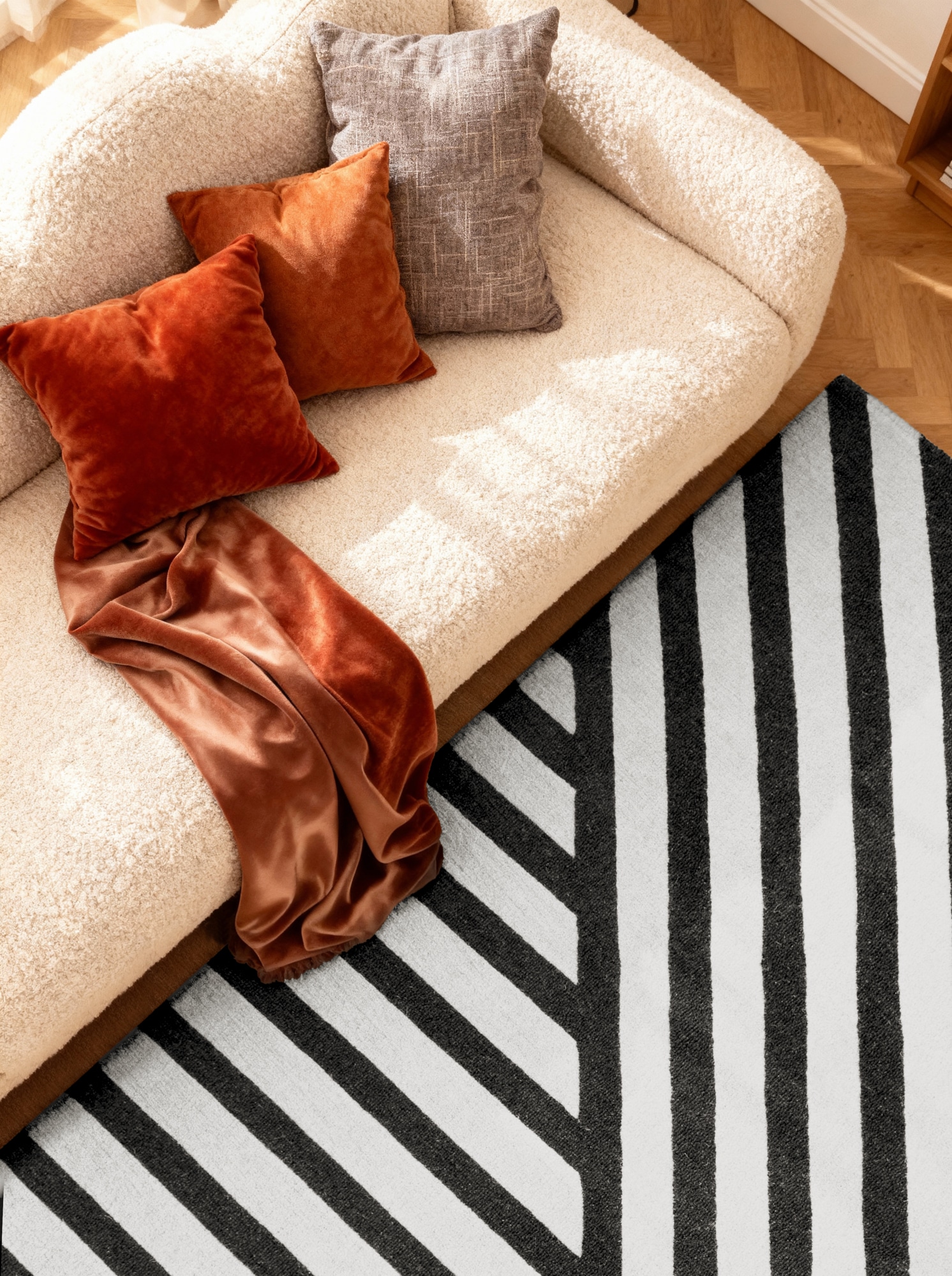 ELLE DECORATION Wollteppich »Noir« rechteckig 12 mm Höhe Wolle, Natur, Wohnzimmer, Schlafzimmer, Modern, Geometrisch, Streifen