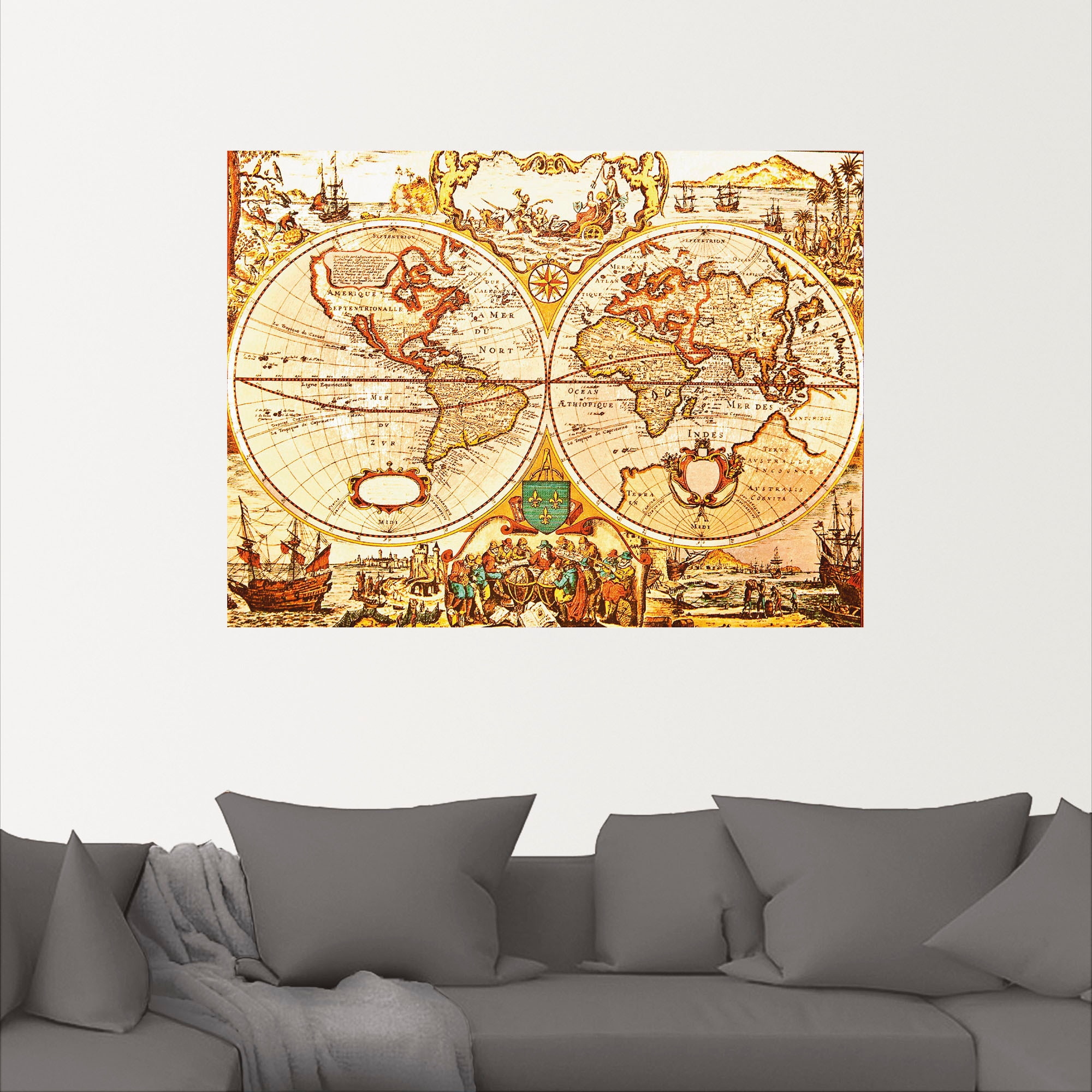 Artland Wandbild »Antike versch. (1 Landkarten, auf St.), Raten Alubild, in Leinwandbild, kaufen oder als Poster Wandaufkleber Größen Weltkarte«