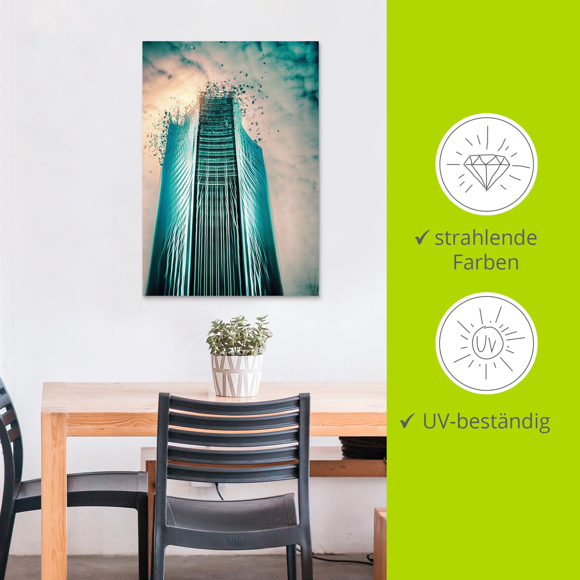 Artland Wandbild »Aufloesung, Panorama Tower City Leipzig«, Gebäude, (1 St.), als Alubild, Leinwandbild, Wandaufkleber oder Poster in versch. Größen