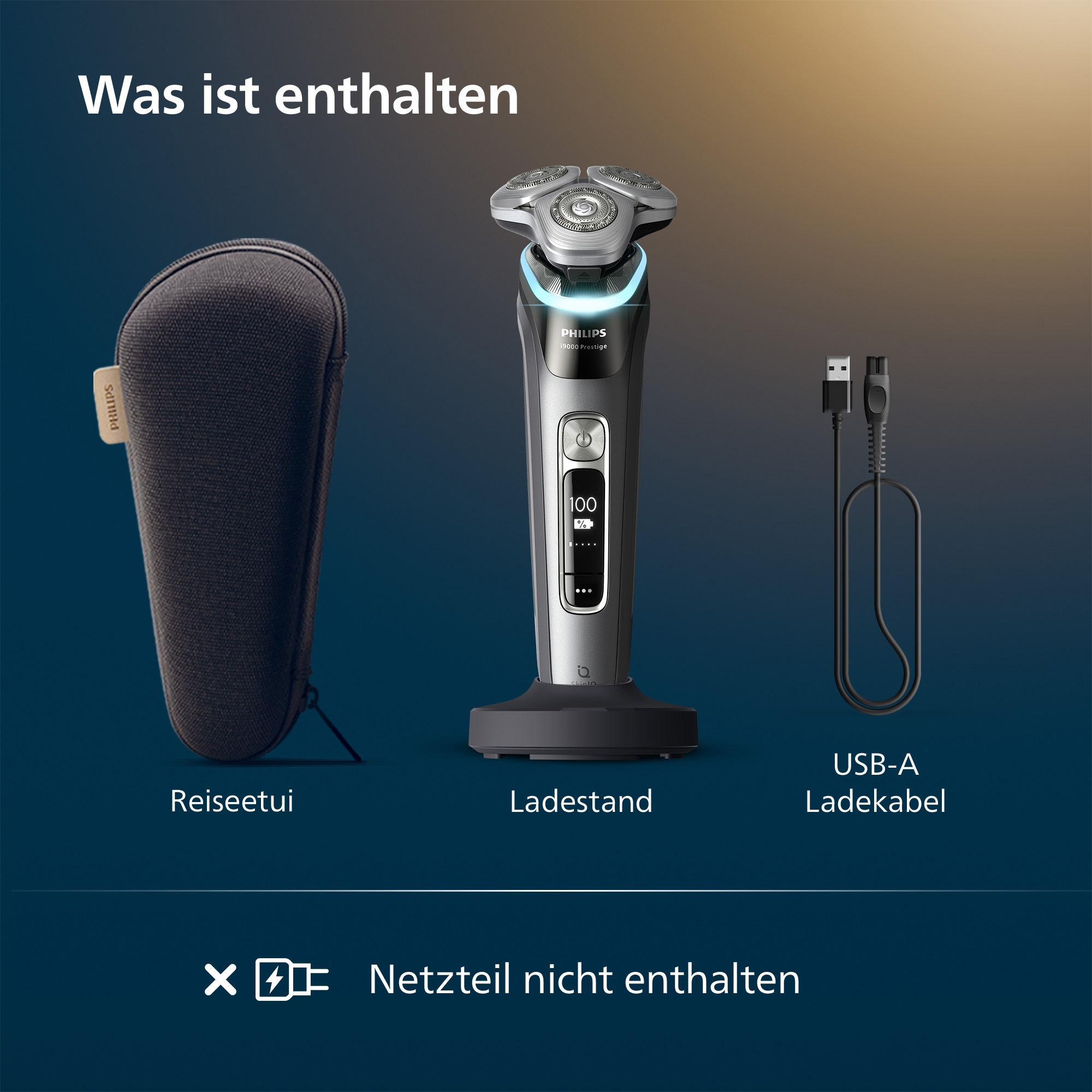 Philips Elektrorasierer »Series i9000 Prestige XP9202/10«, integrierter Präzisionstrimmer, mit SkinIQ Technologie, inkl. Ladestand, Reiseetui