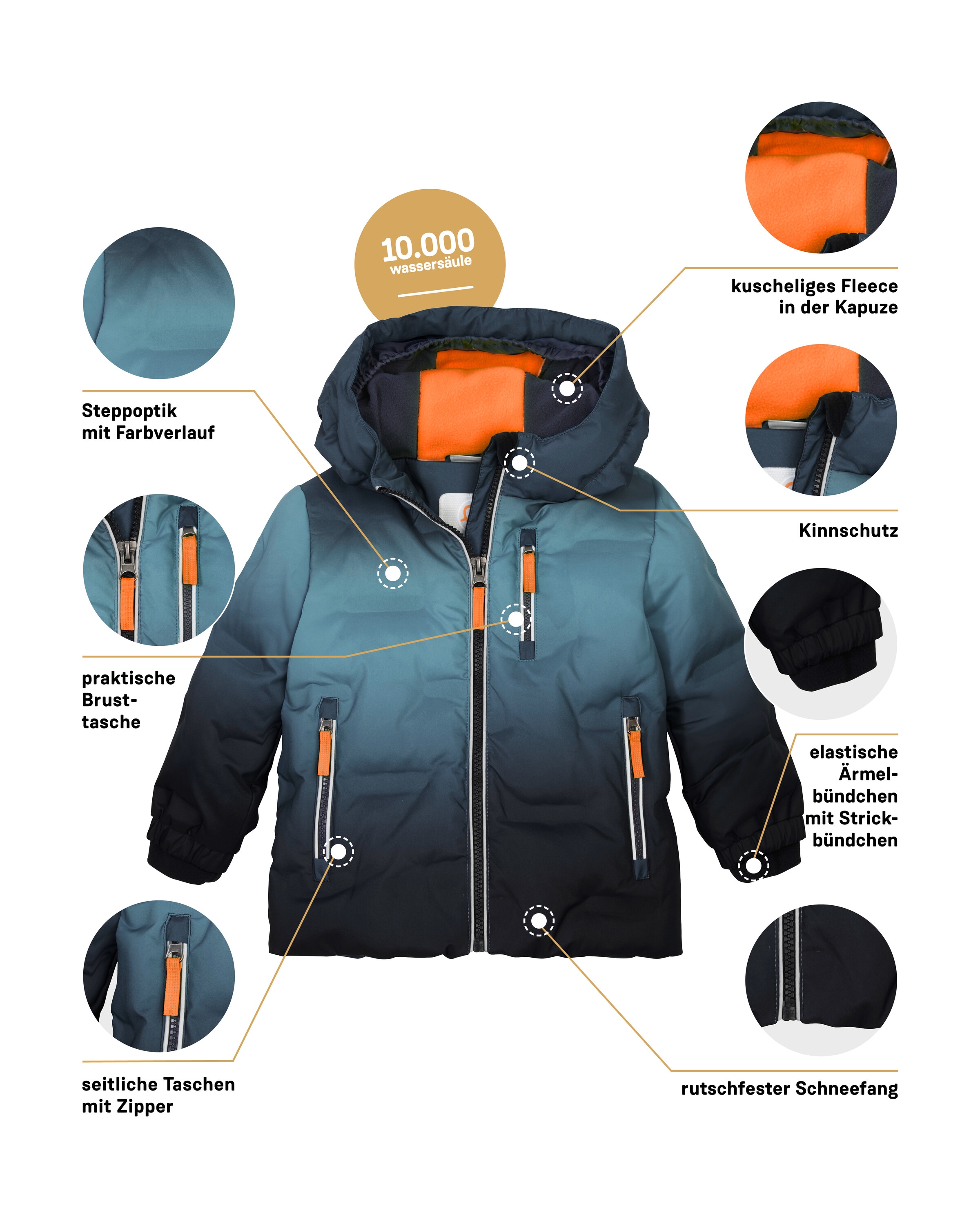 first instinct by killtec Steppjacke »FISW 39 MNS QLTD JCKT«, Winddichte, wasserabweisende Kinderjacke mit Fleece und Schneefang