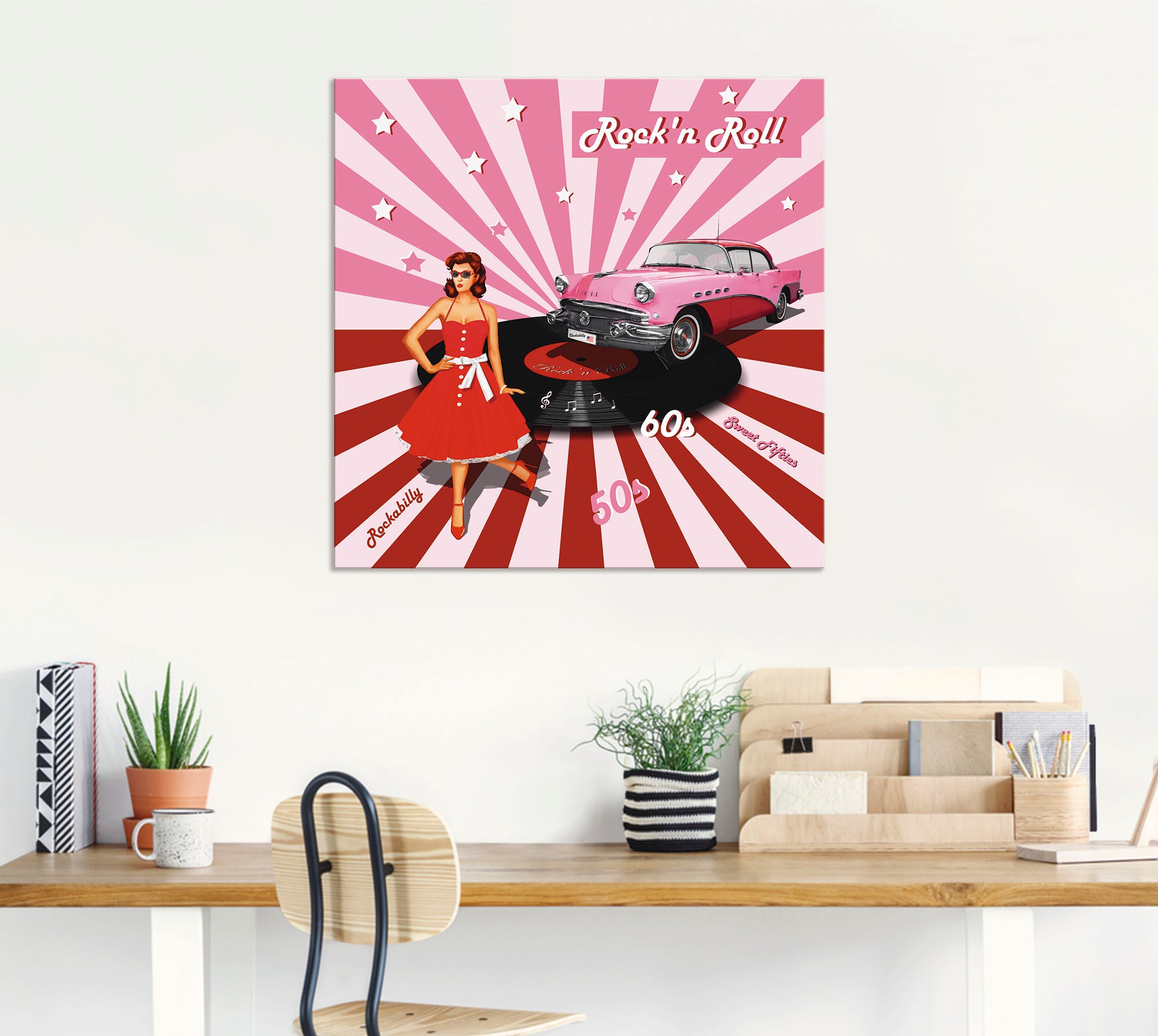 Artland Wandbild »Rock'n Roll die 50er Jahre«, Auto, (1 St.), als Alubild, Outdoorbild, Leinwandbild, Poster, Wandaufkleber